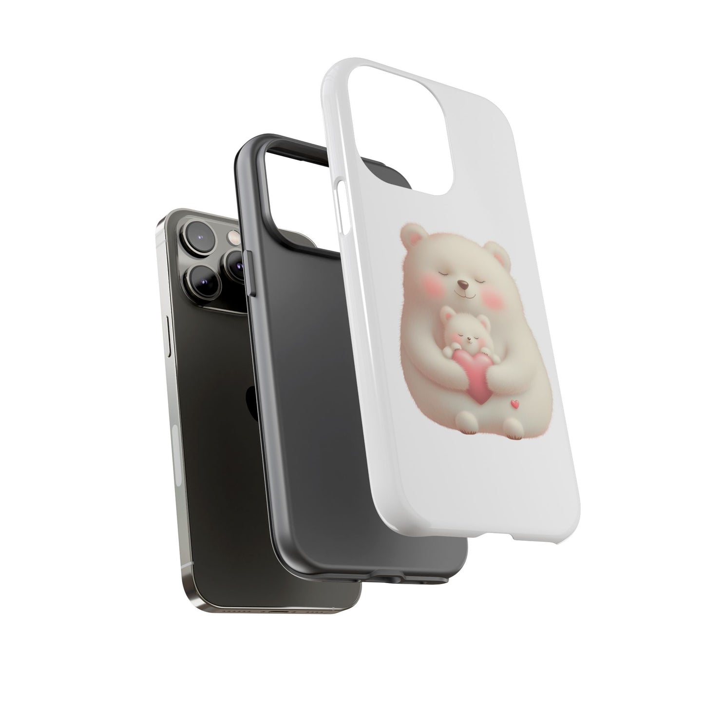 Cute Bear Phone Case, Tough Cases, Animal Lover Gift, Kids Accessories, Mother’s Day, Heartwarming Design