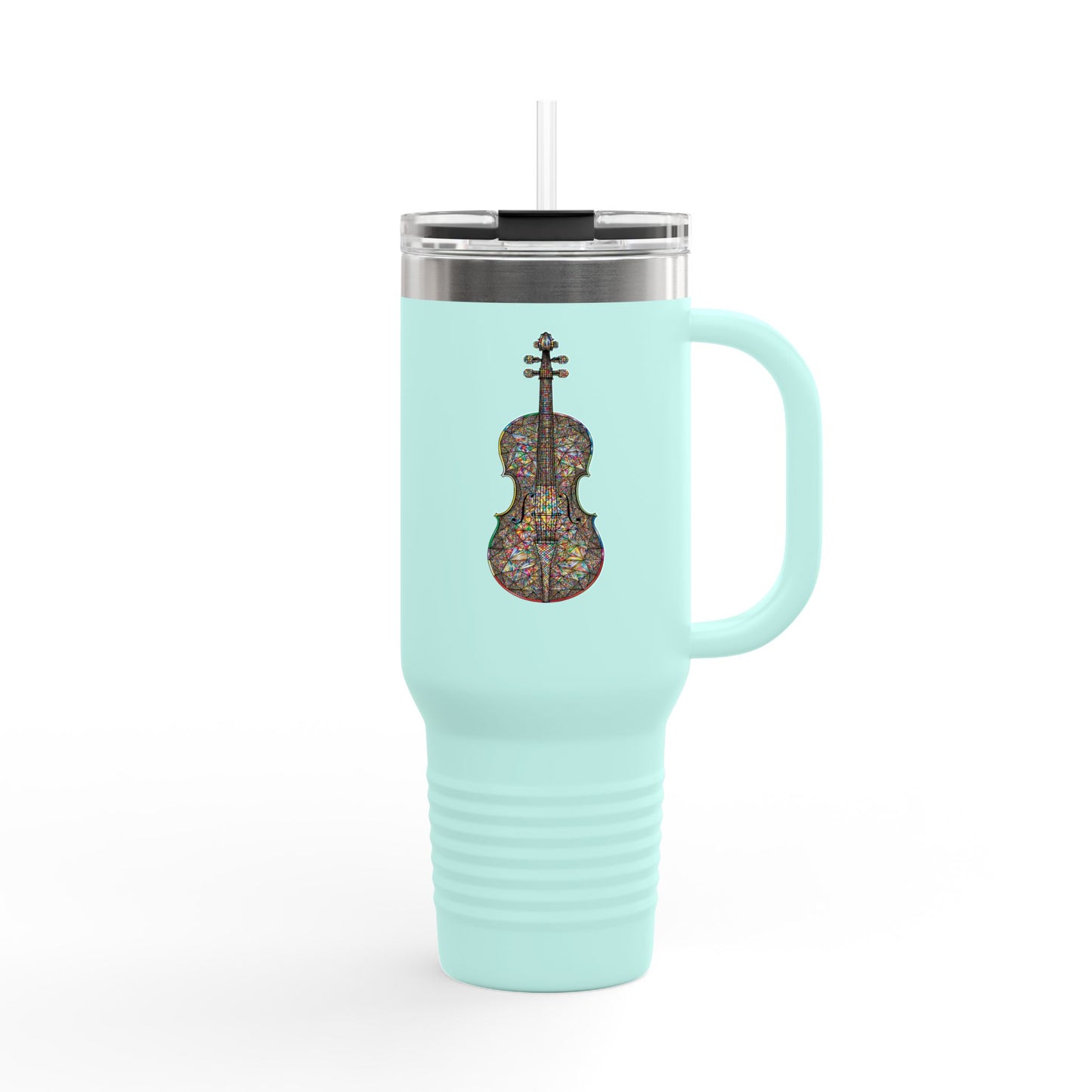 Colorful Violin Insulated Travel Mug - Perfect for Music Lovers, Gifts for Musicians, 40oz Tumbler, Travel Cup for Coffee, Unique Drinkware