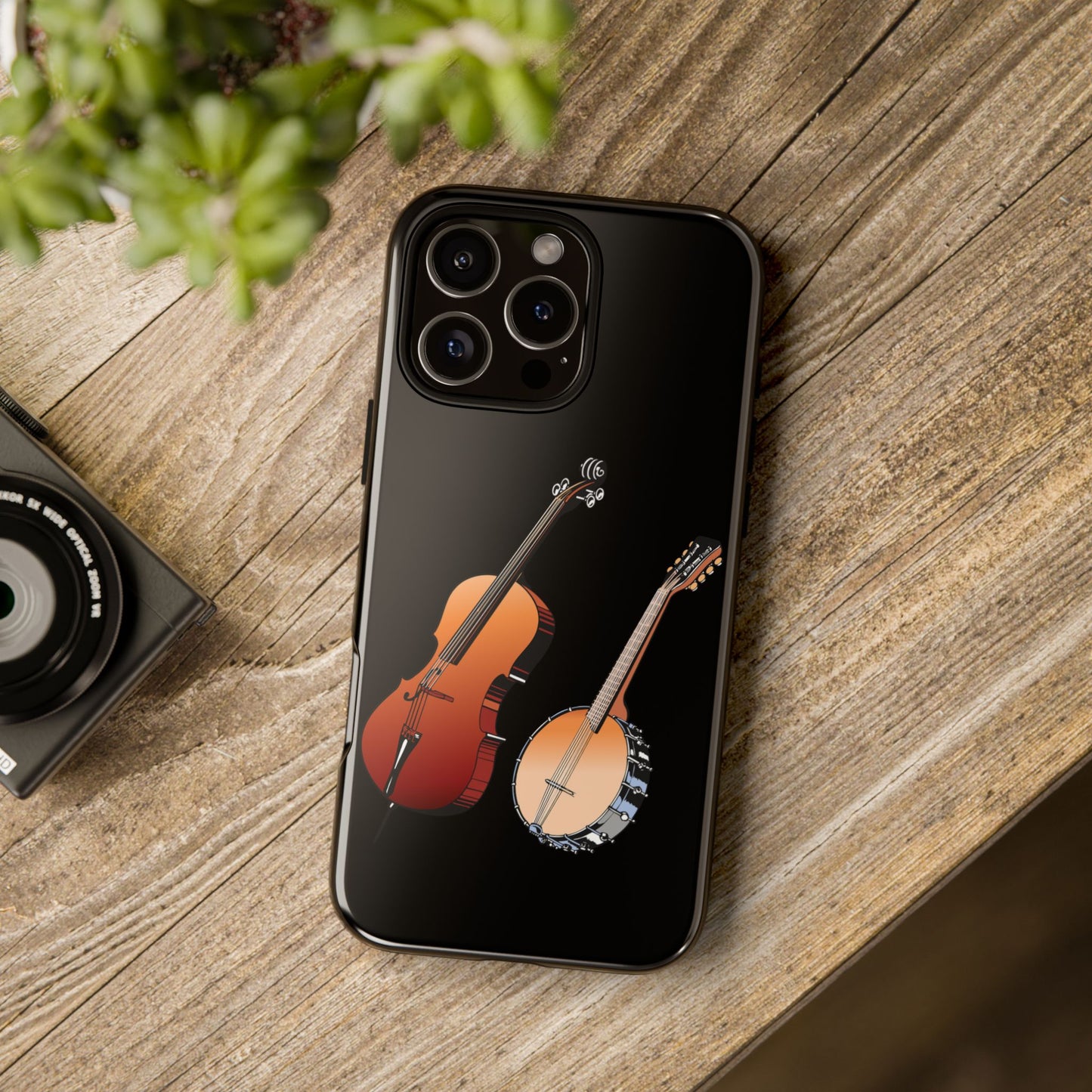 Musical Instrument Phone Case - Violin & Banjo Design, Music Lover Gift, Unique Phone Cover, Holiday Gift, Durable Tough Cases