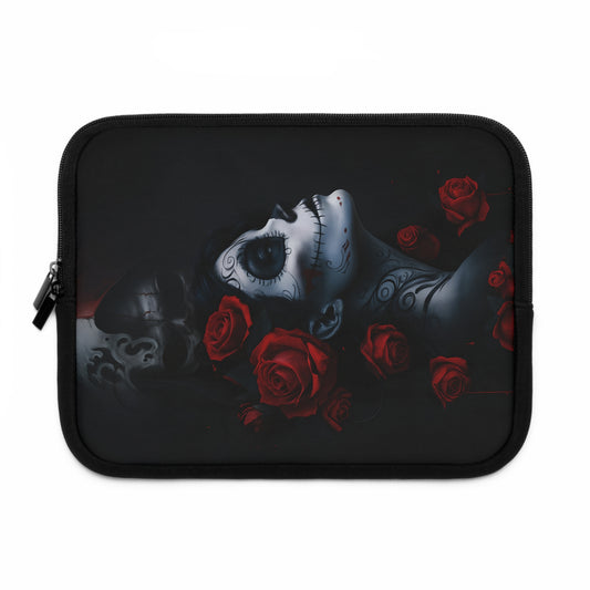 Gothic Rose Laptop Sleeve | Unique Day of the Dead Design | Perfect for Tech Lovers, Gift for Students, Artistic Accessory, Protective Case