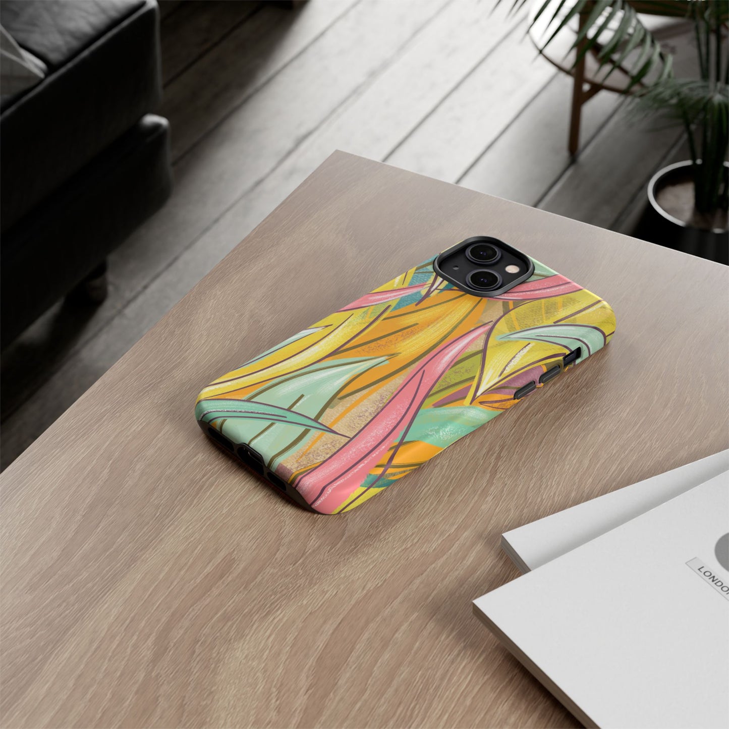 Vibrant Phone Case with Colorful Leaf Design, Tough Cases for Nature Lovers, Eco-Friendly Gift, Summer Vibes, Floral Phone Cover