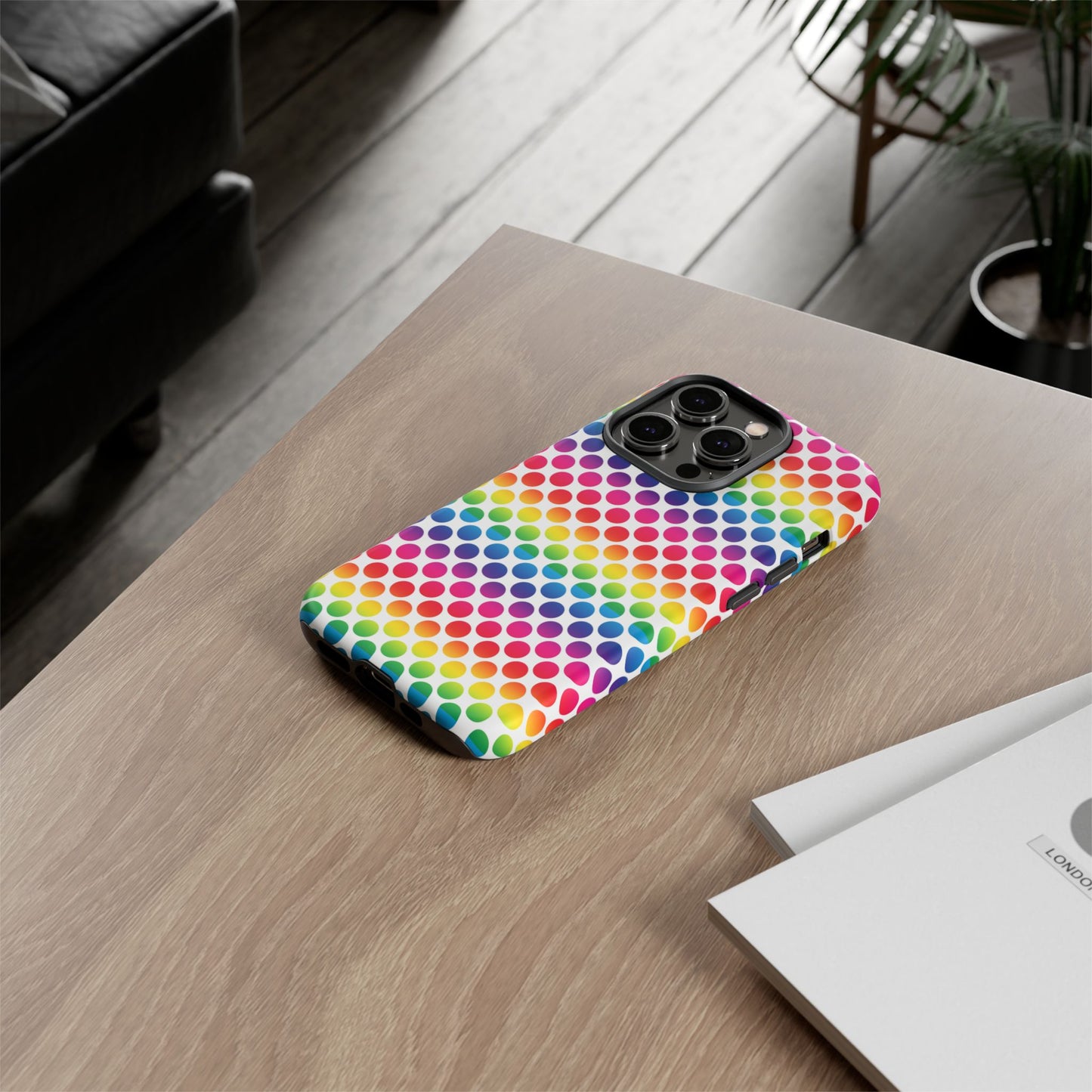 Rainbow Dot Phone Case, Colorful Phone Cover, Fun Phone Accessory, Gift for Friends, Trendy Mobile Case