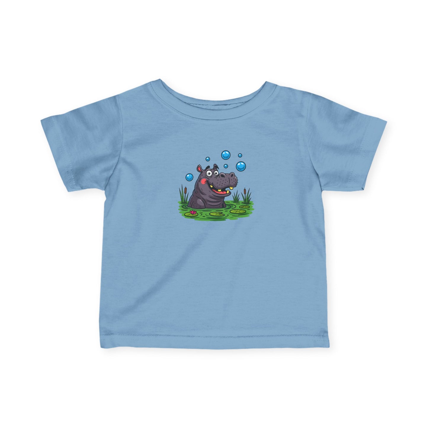 Cute Hippo Infant Tee with Bubbles, Baby Shirt, Toddler T-Shirt, Fun Kids Clothing, Unique Baby Gift, Pram Outfit