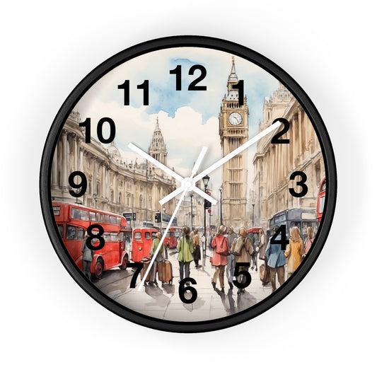 London Cityscape Wall Clock – Elegant Home Decor, Gift for Travelers, Office Accessories, Modern Design, Vintage Style, Unique Timepiece