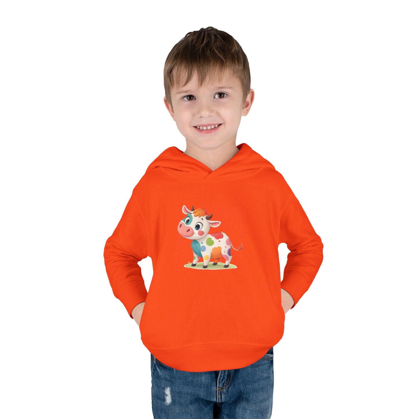 Cute Cow Toddler Pullover Fleece Hoodie, Kids' Hoodie, Animal Hoodie, Cozy Kids Apparel, Fun Gifts for Toddlers, Birthday Gift