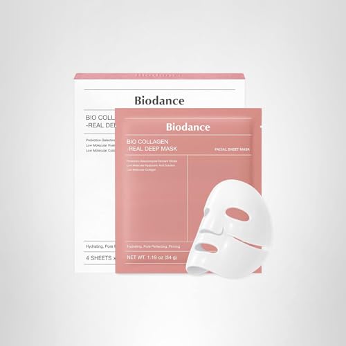 BIODANCE Bio-Collagen Real Deep Mask, Hydrating Overnight Hydrogel Face Mask, Pore Minimizing, Elasticity, Plumping, Travel Essentials & Self Care Gifts for Women, Korean Skin Care | 1.19oz(34g) x 4ea