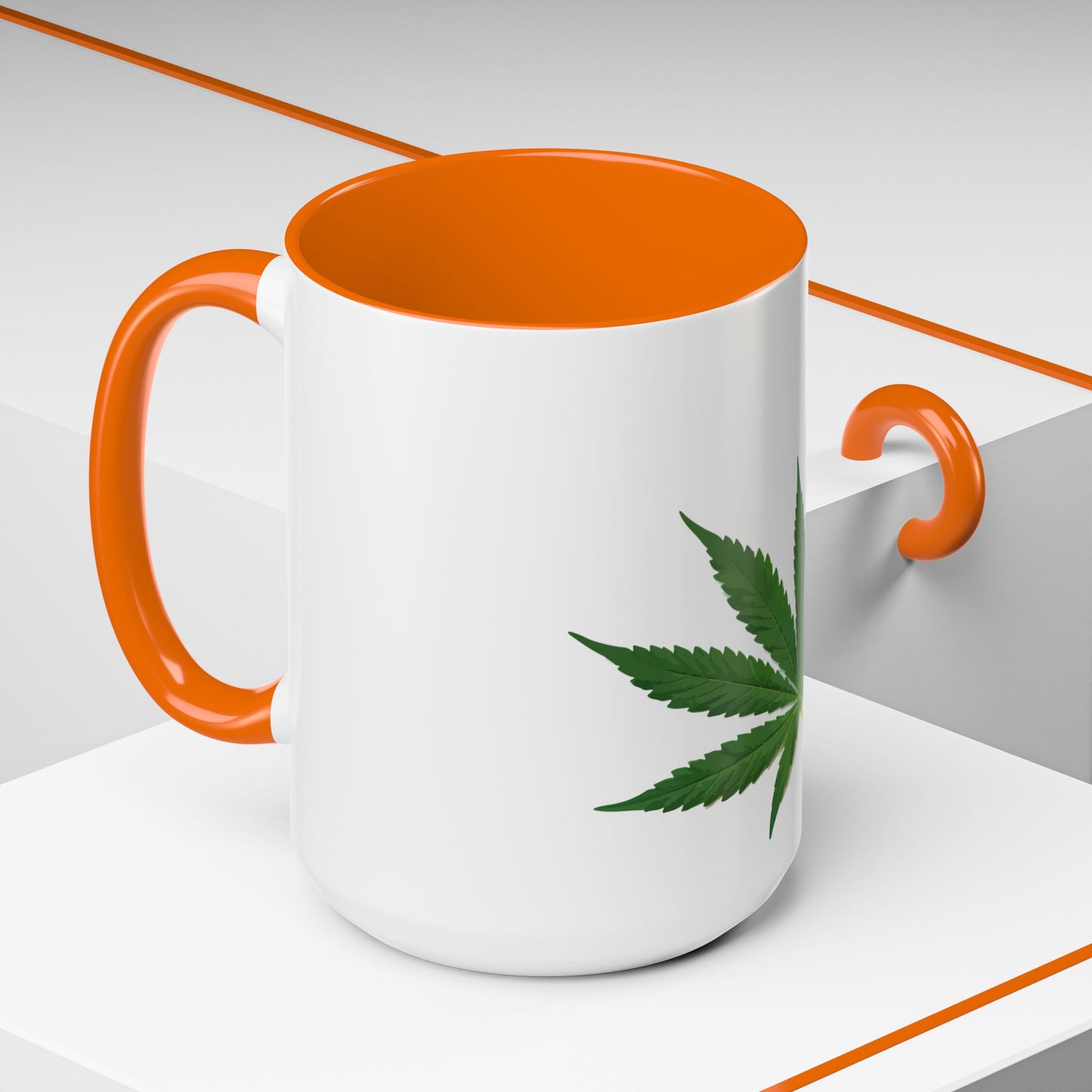 Marijuana Leaf Accent Coffee Mug | Cannabis Lover's Gift, Unique Coffee Cup, Pothead Mug, Stoner Gift Idea, Greenery Decor