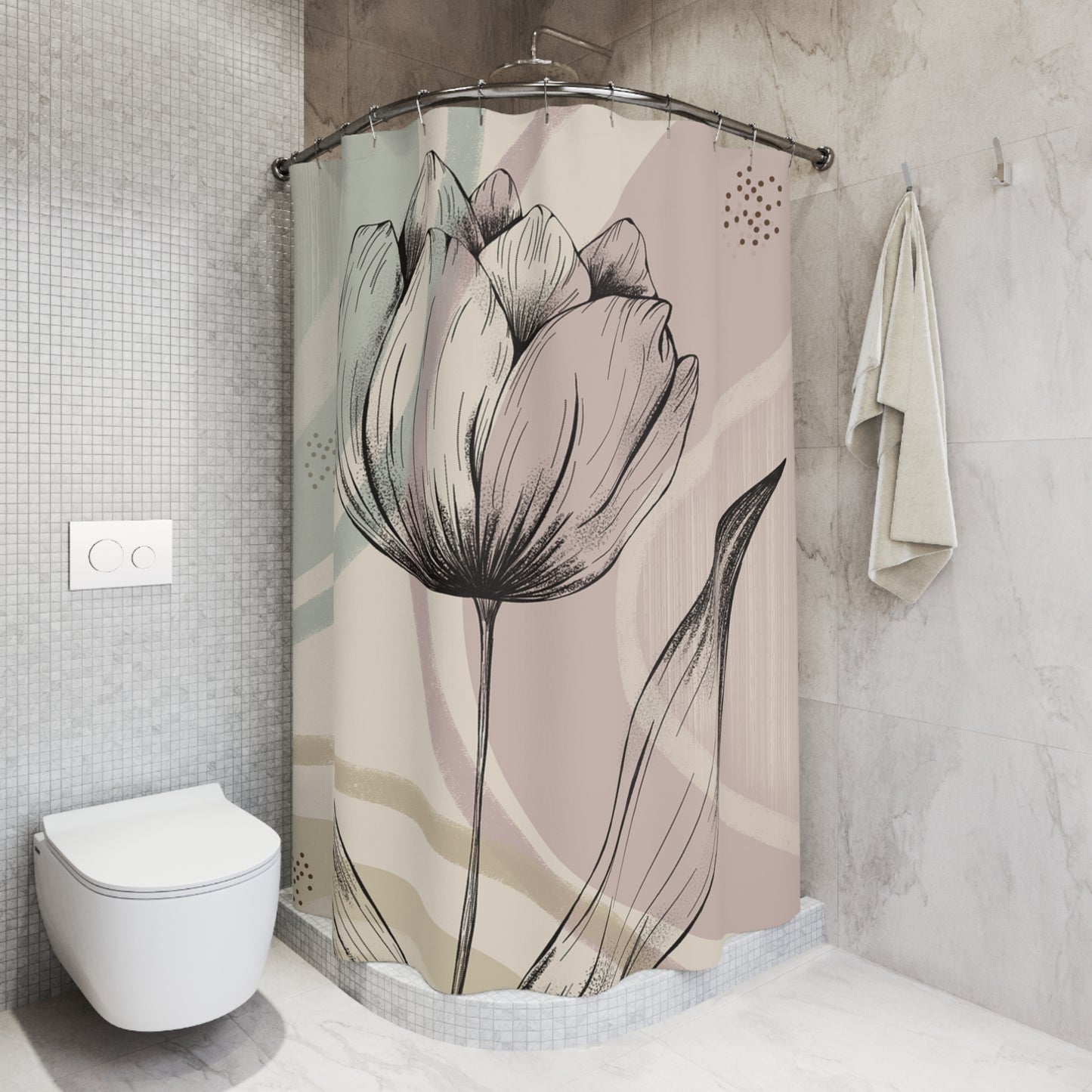 Elegant Floral Shower Curtain, Bathroom Decor, Gift for Home, Spring Vibes, Floral Design