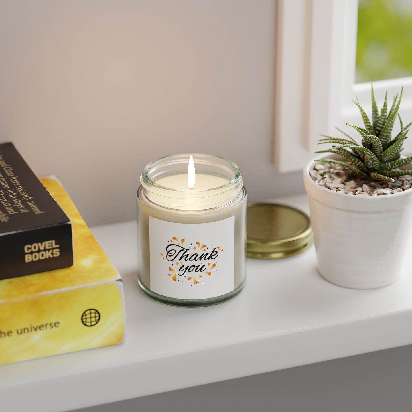 Thank You Scented Candle - Coconut Apricot Wax Gift, Birthday Present, Relaxation, Home Decor, Aromatherapy
