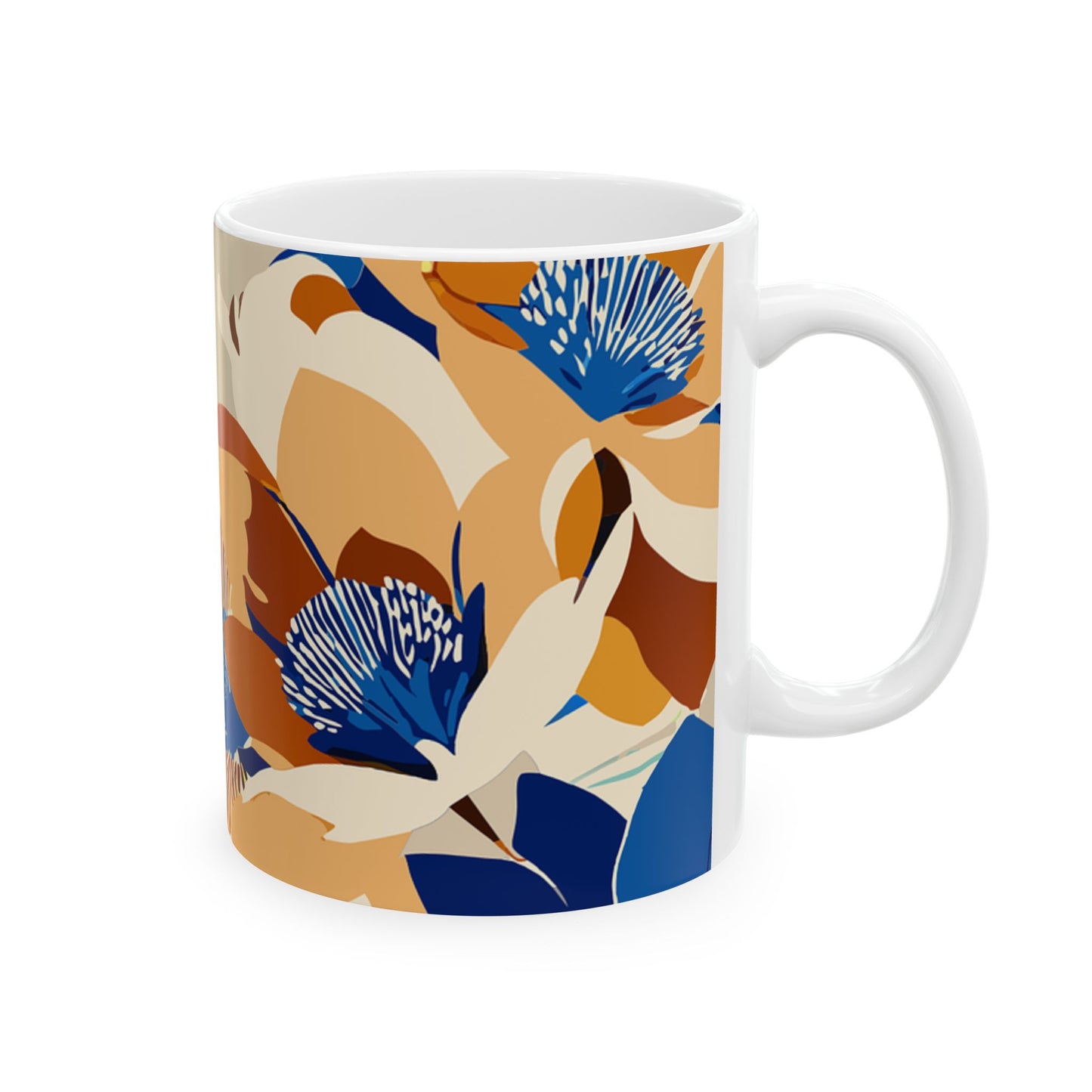 Floral Ceramic Mug, Elegant Coffee Cup, Gift for Mom, Tea Lover's Mug, Home Decor, Springtime Beverage Holder
