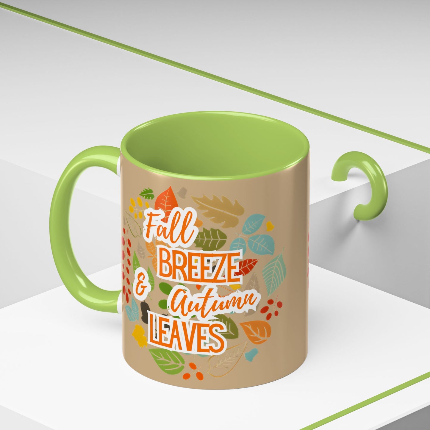 Fall Breeze & Leaves Coffee Mug, Autumn Mug, Seasonal Drinkware, Cozy Kitchen Decor, Perfect Gift for Fall Lovers