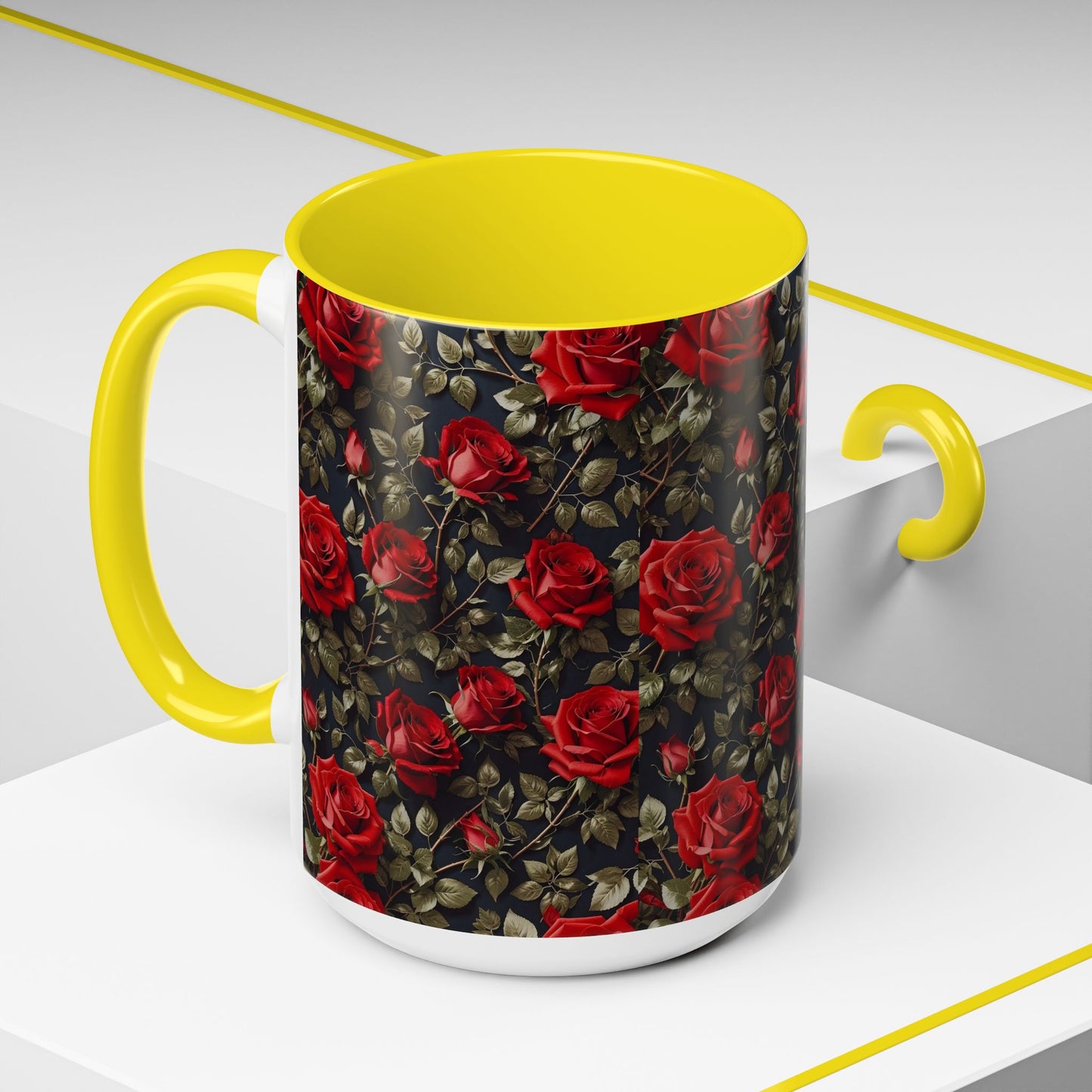 Elegant Floral Accent Coffee Mug - Black Rose Design, Gift for Her, Home Decor, Coffee Lovers, Mother's Day, Birthday