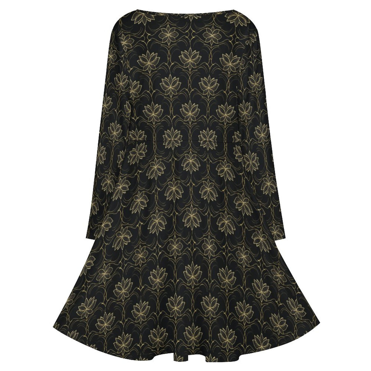 Plus Size V-neck Long Sleeve Dress B829 (All-Over Printing)