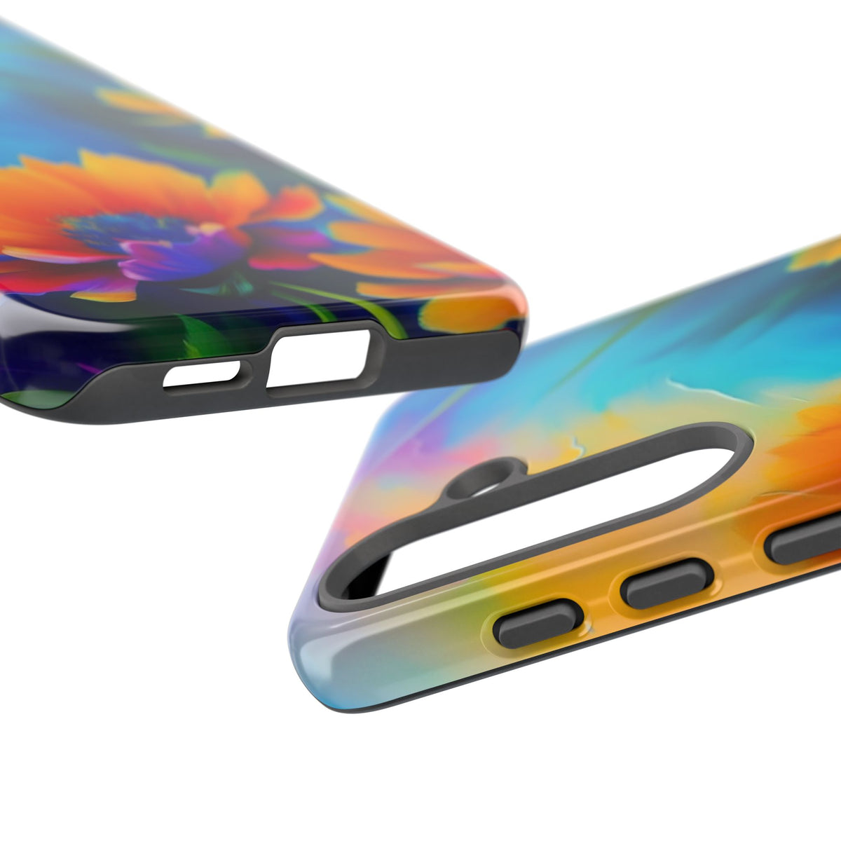 Floral Burst Tough Phone Case — Vibrant Watercolor Flowers Protective Cover