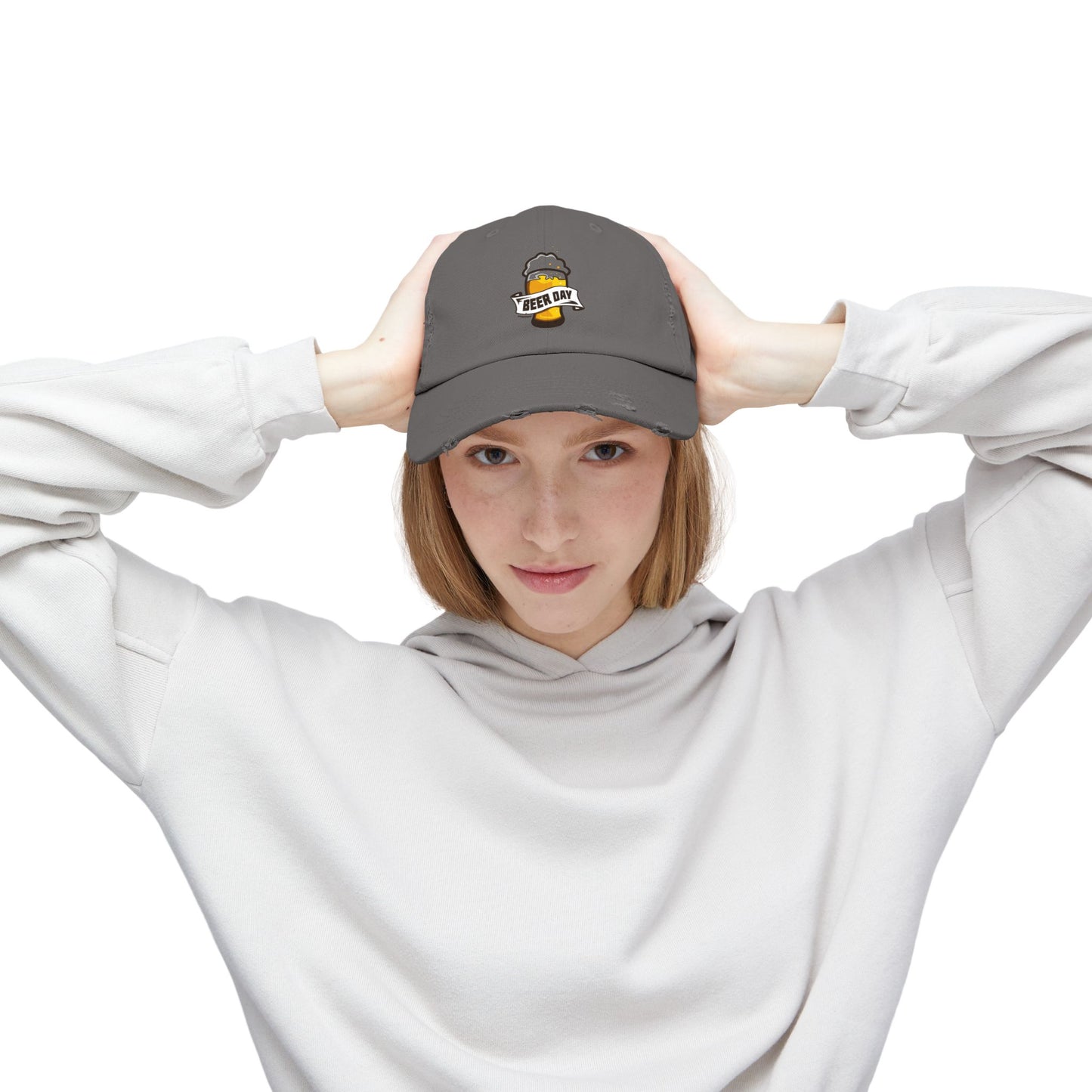 Beer Day Unisex Distressed Cap, Relaxed Fit Hat, Gift for Beer Lovers, Casual Fashion, Fun Party Accessory, Craft Beer Celebration