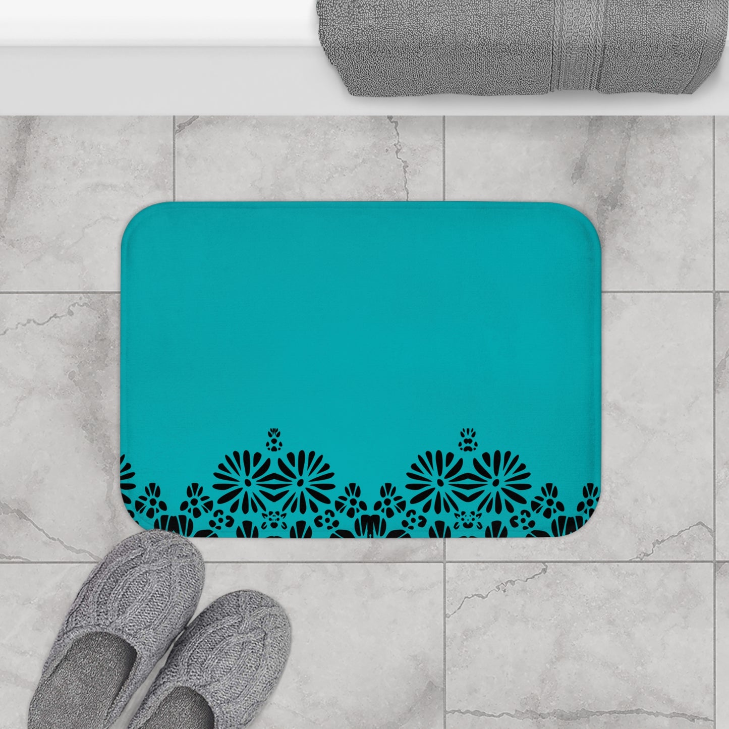 Floral Elegance Bath Mat - Chic Bathroom Decor, Home Spa Essentials, Gift for Her, Modern Design, Cozy Comfort