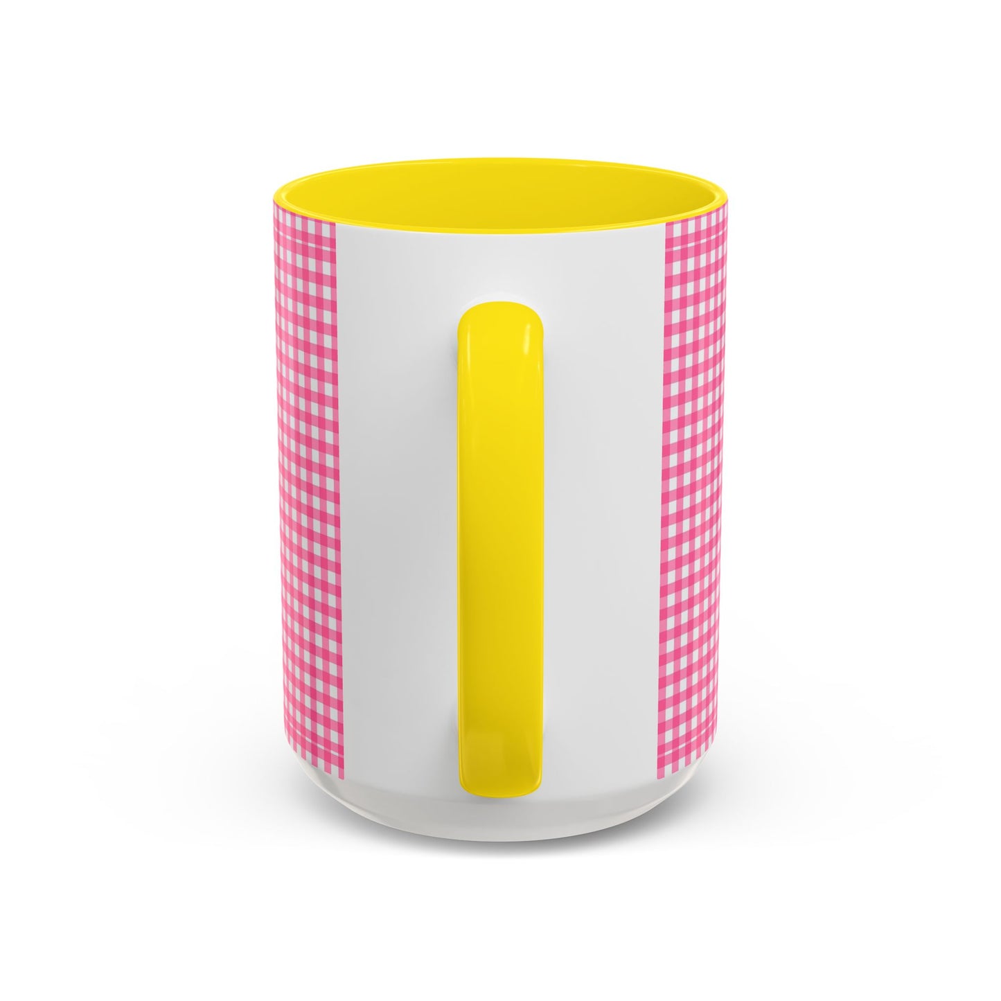 Pink Gingham Accent Coffee Mug, Cute Kitchen Decor, Gift for Coffee Lovers, Home Office Mug, Spring and Summer Vibes