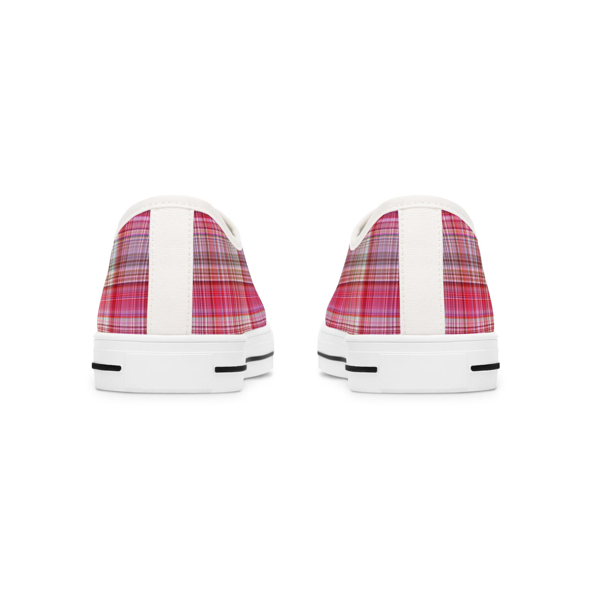 Pink Plaid Low Top Sneakers — Women's Casual Canvas Shoes