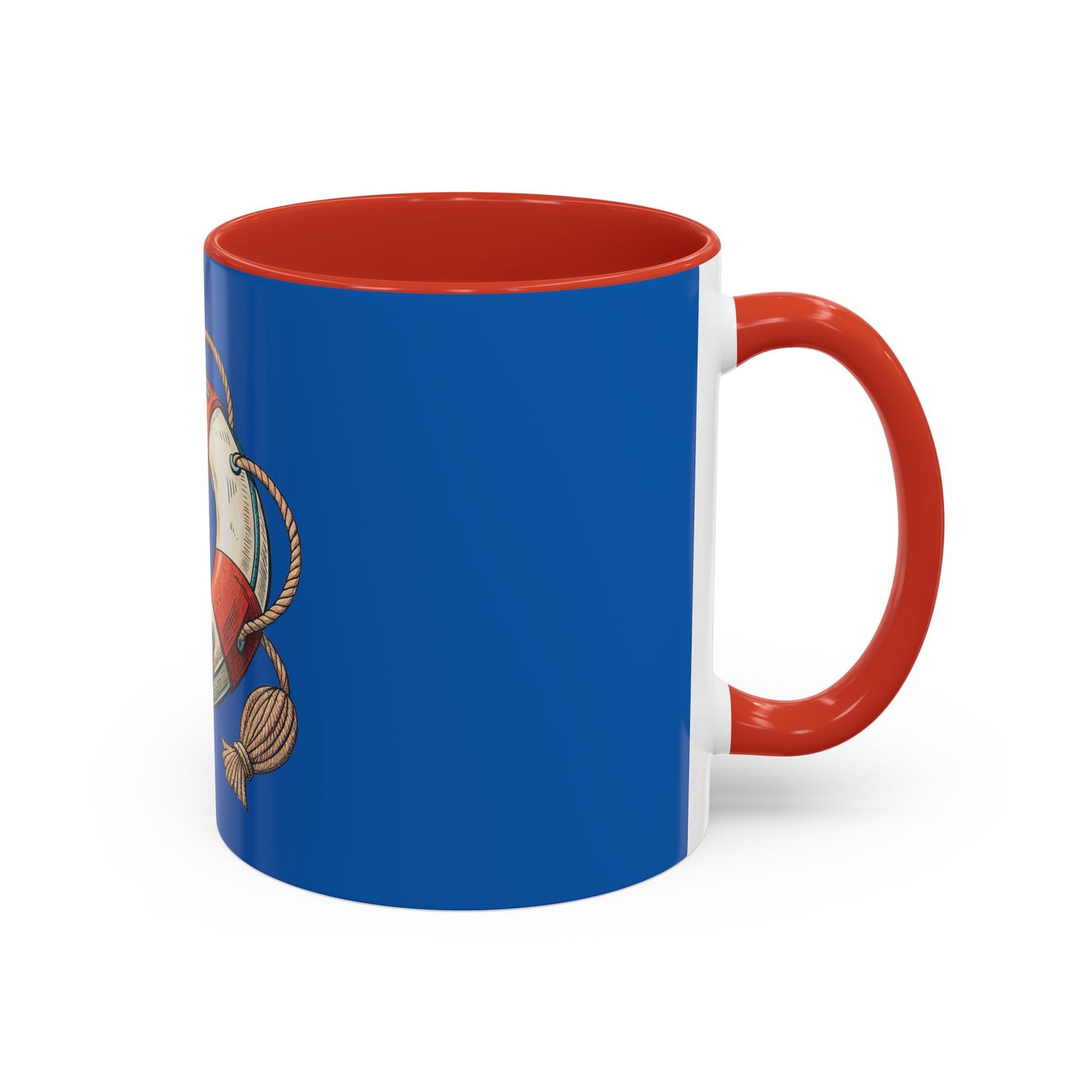 Lifesaver Accent Coffee Mug - Nautical Gift, Beach Decor, Sailor's Coffee Cup, Ocean Lover Mug, Summer Vibes