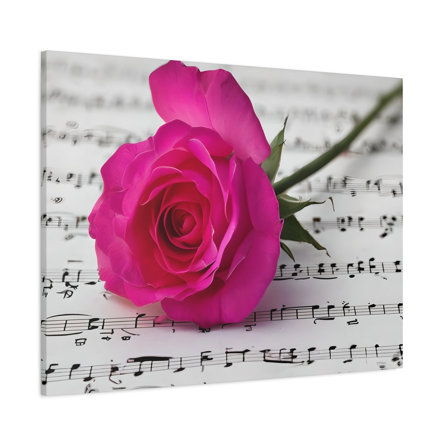 Stretched Canvas Art Print, Classic Rose on Sheet Music, Floral Wall Decor, Home Decoration, Gift for Music Lovers