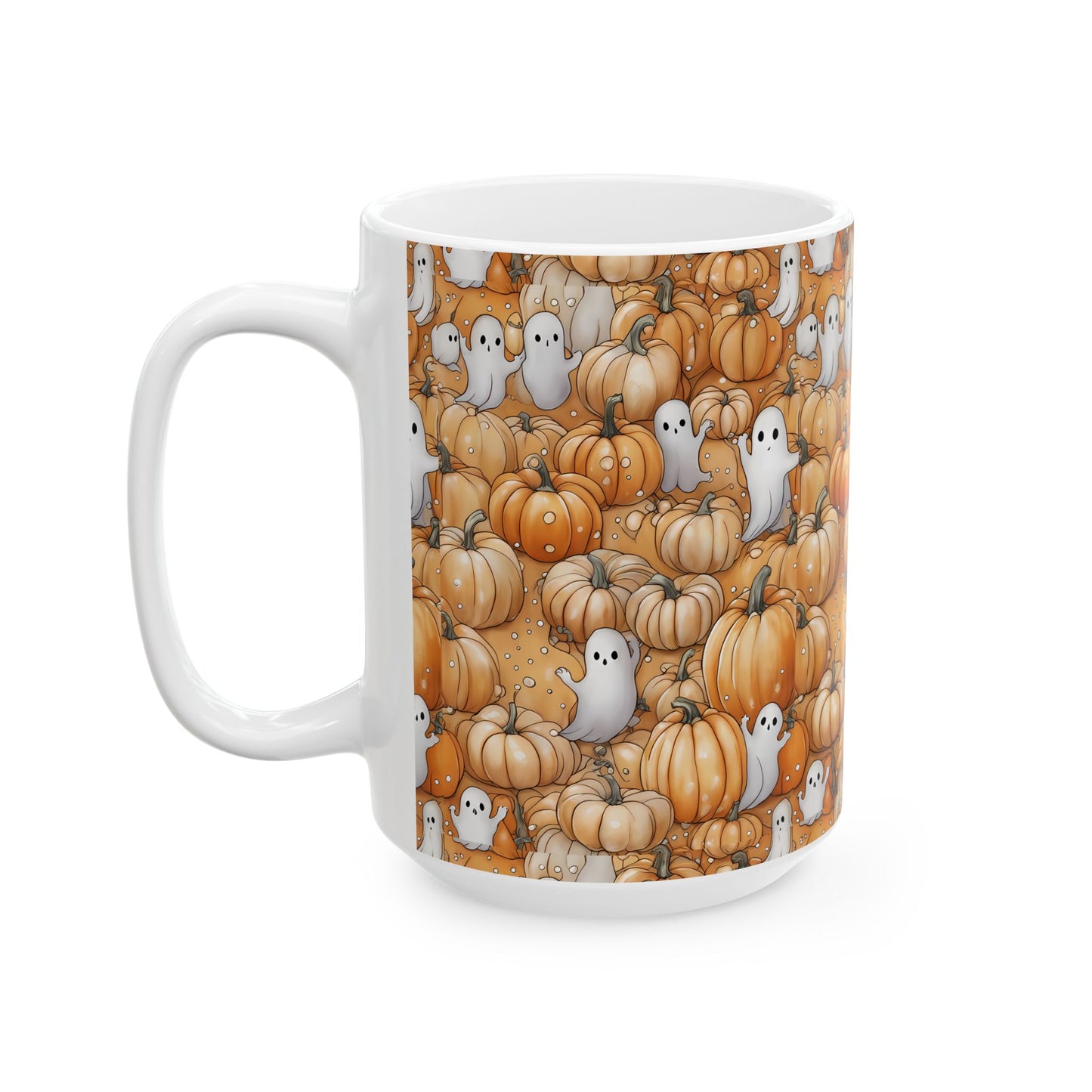 Ghostly Pumpkin Ceramic Mug for Fall Sips, Halloween Decor, Cozy Coffee Lover Gift, Cute Halloween Mug, Pumpkin Spice Mug