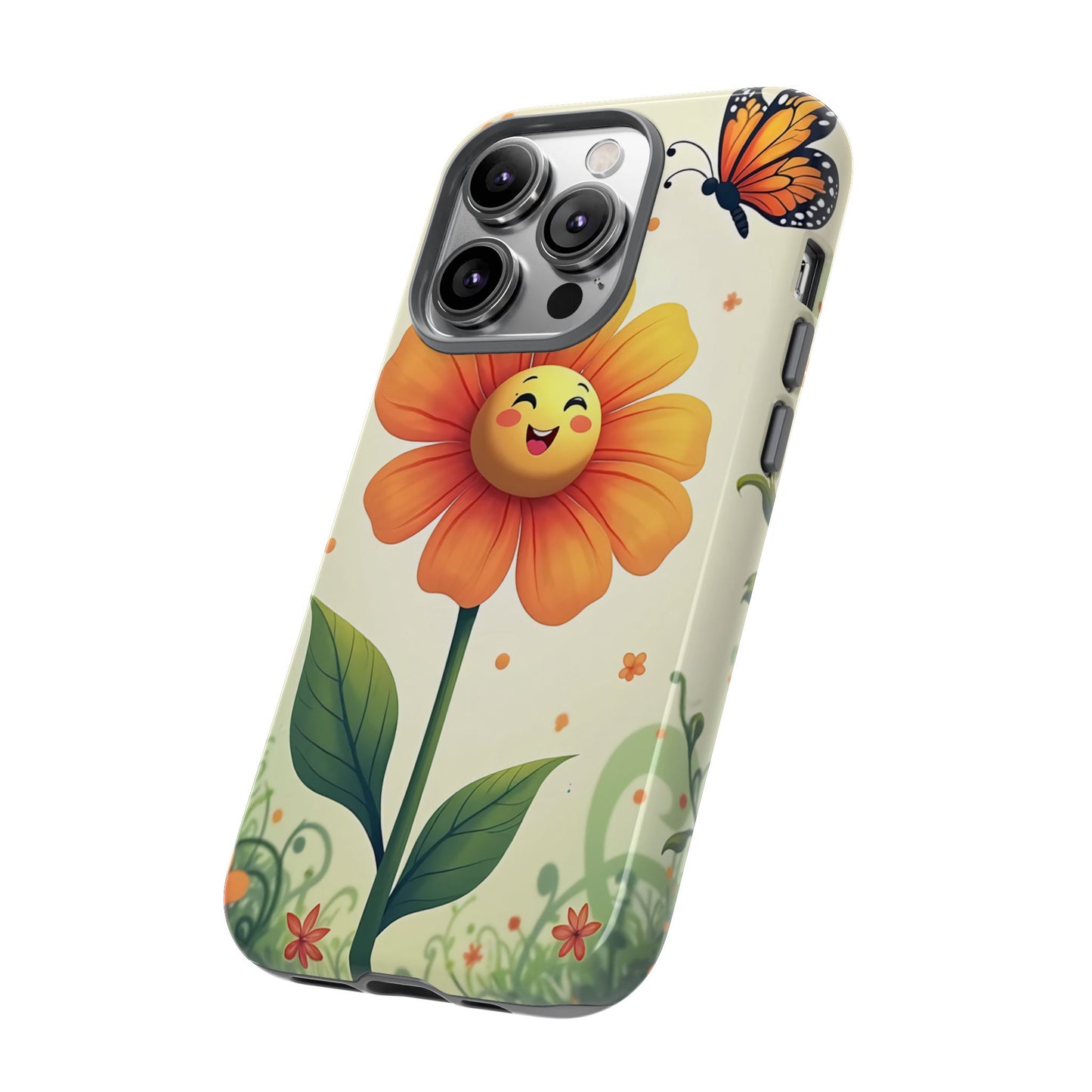 Floral Phone Case with Butterfly Design, Cute Flower Phone Cover for Nature Lovers, Eco-Friendly Gift, Spring Vibes, Birthday Present