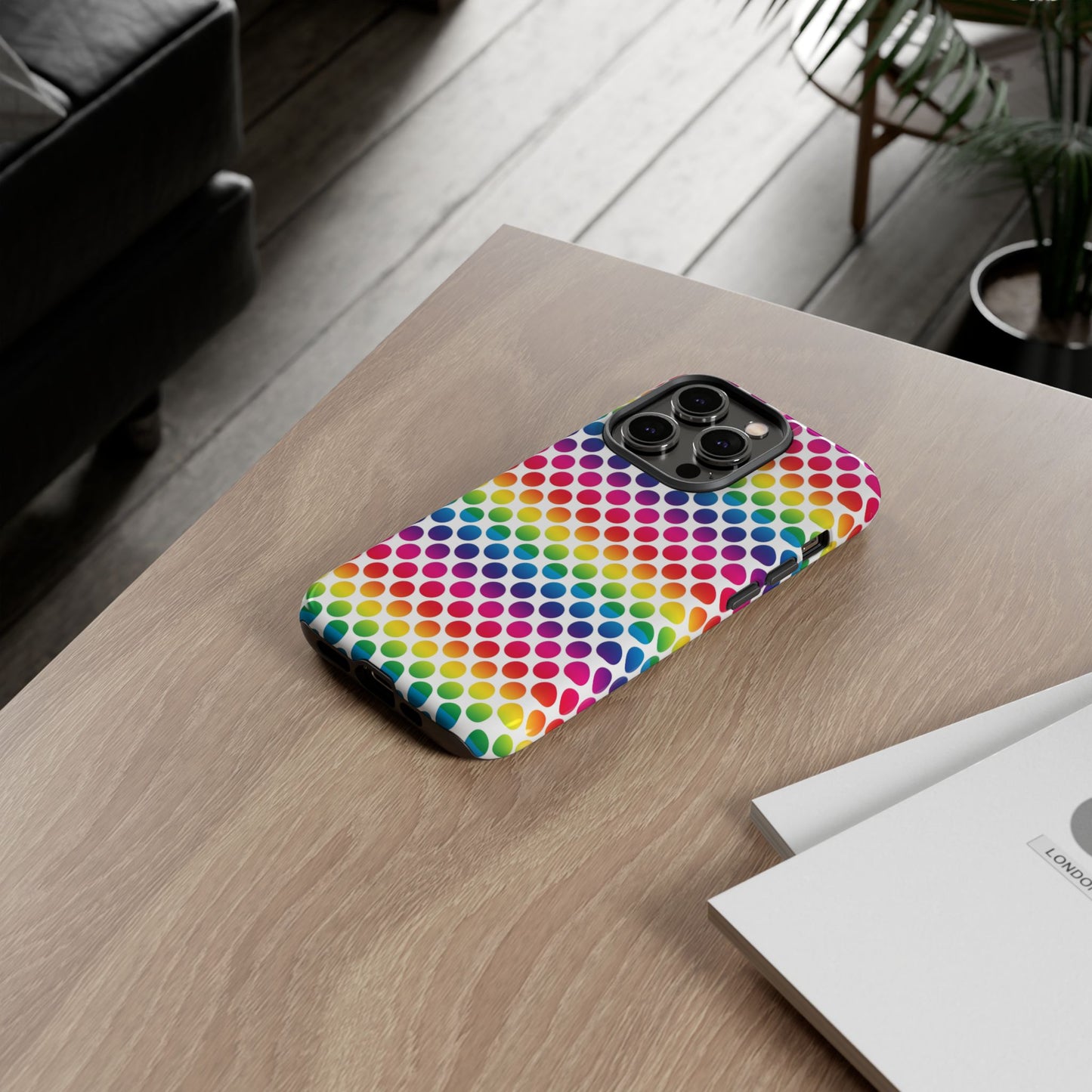 Rainbow Dot Phone Case, Colorful Phone Cover, Fun Phone Accessory, Gift for Friends, Trendy Mobile Case