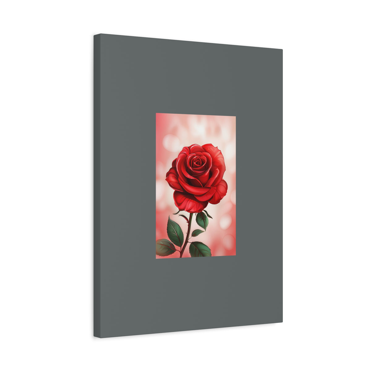 Red Rose Vertical Matte Canvas Print — Romantic Floral Wall Art