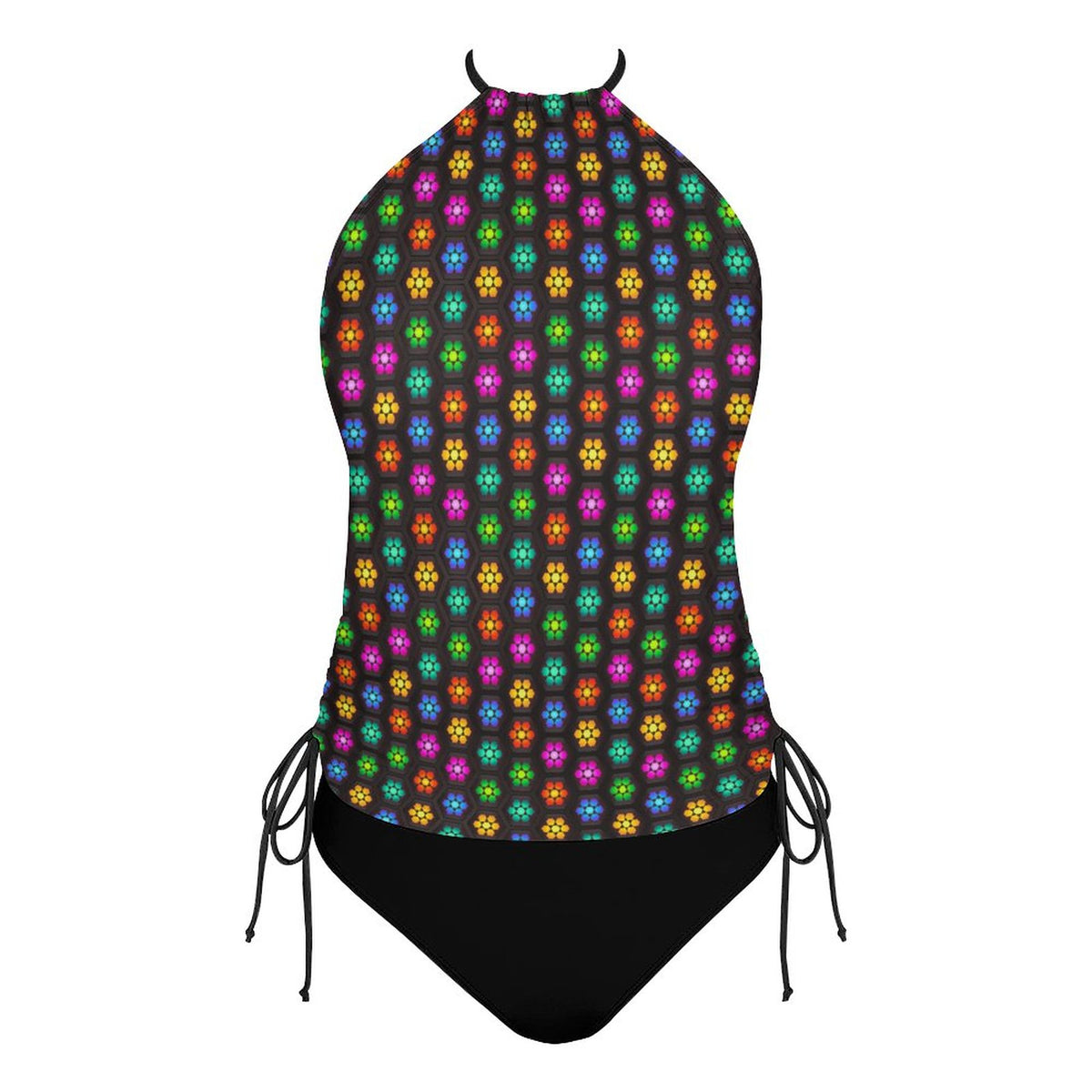 2-Piece Women's Tankini Set with High Neck Halter Top - Daisy