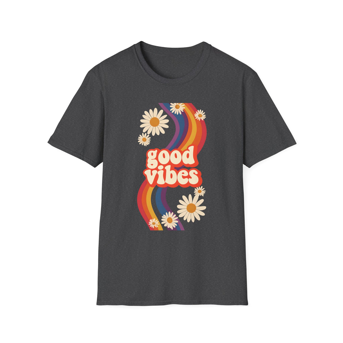 Good Vibes Unisex Softstyle T-Shirt, Retro Sunshine Tee, Positive Energy Shirt, Festival Apparel, Gift for Friends