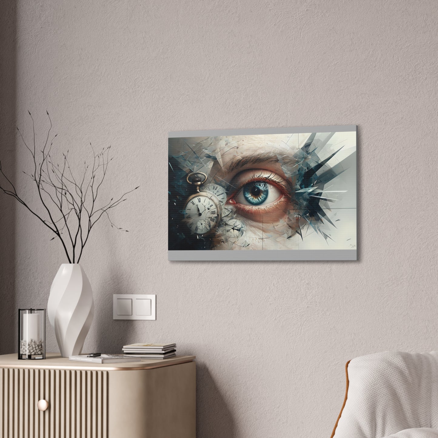 Surreal Canvas Wall Art, Eye with Vintage Clock