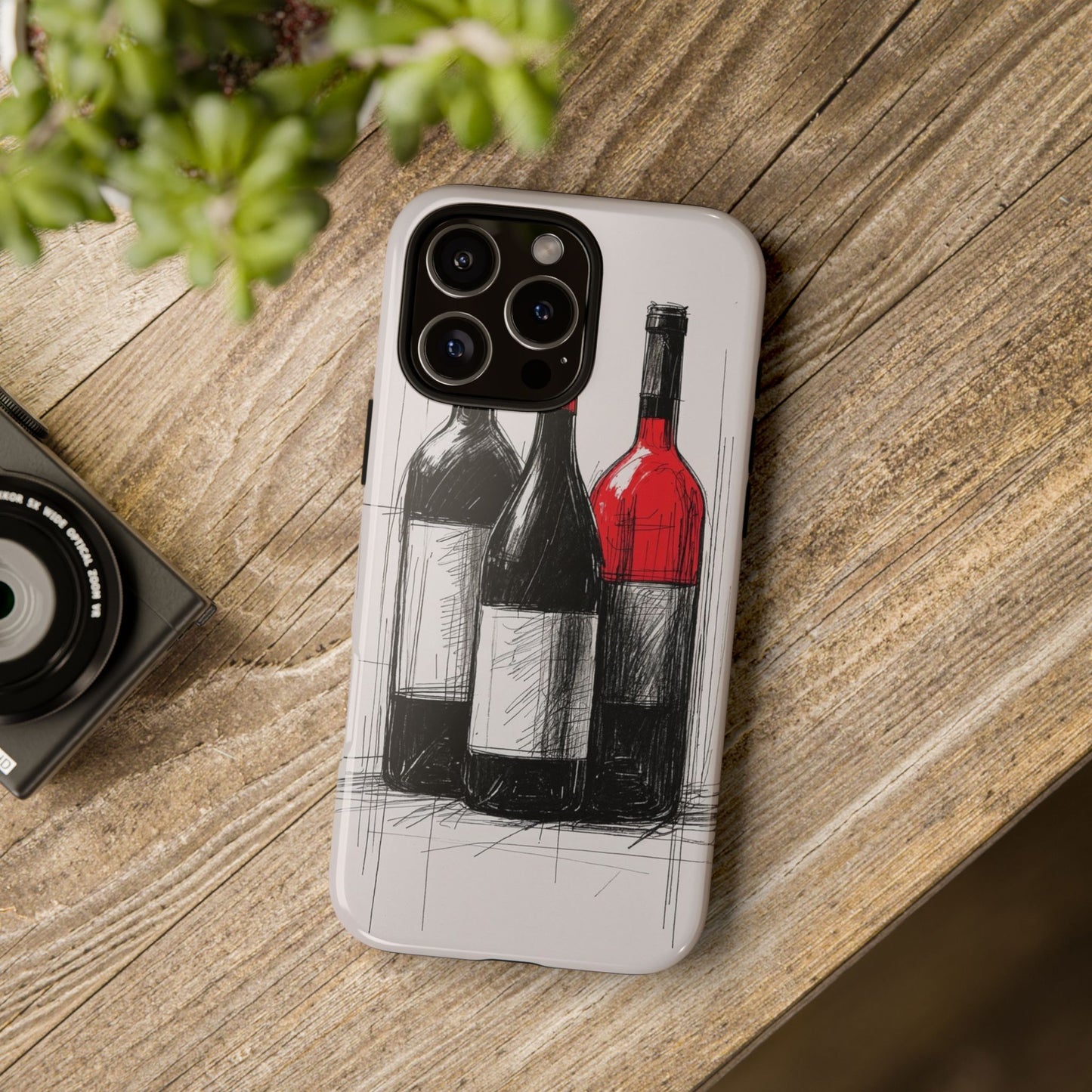 Wine Lover's Phone Case, Tough Phone Cover, Artistic Wine Design, Gift for Wine Enthusiasts, Customizable Case, Unique Wine Art