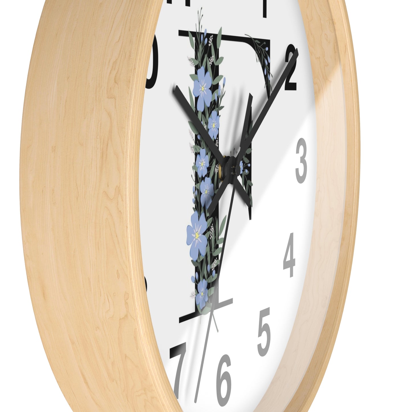 Personalized Floral Initial Wall Clock - Beautiful Home Decor, Gift for Her, Wedding, Housewarming, Mother's Day, Custom Timepiece