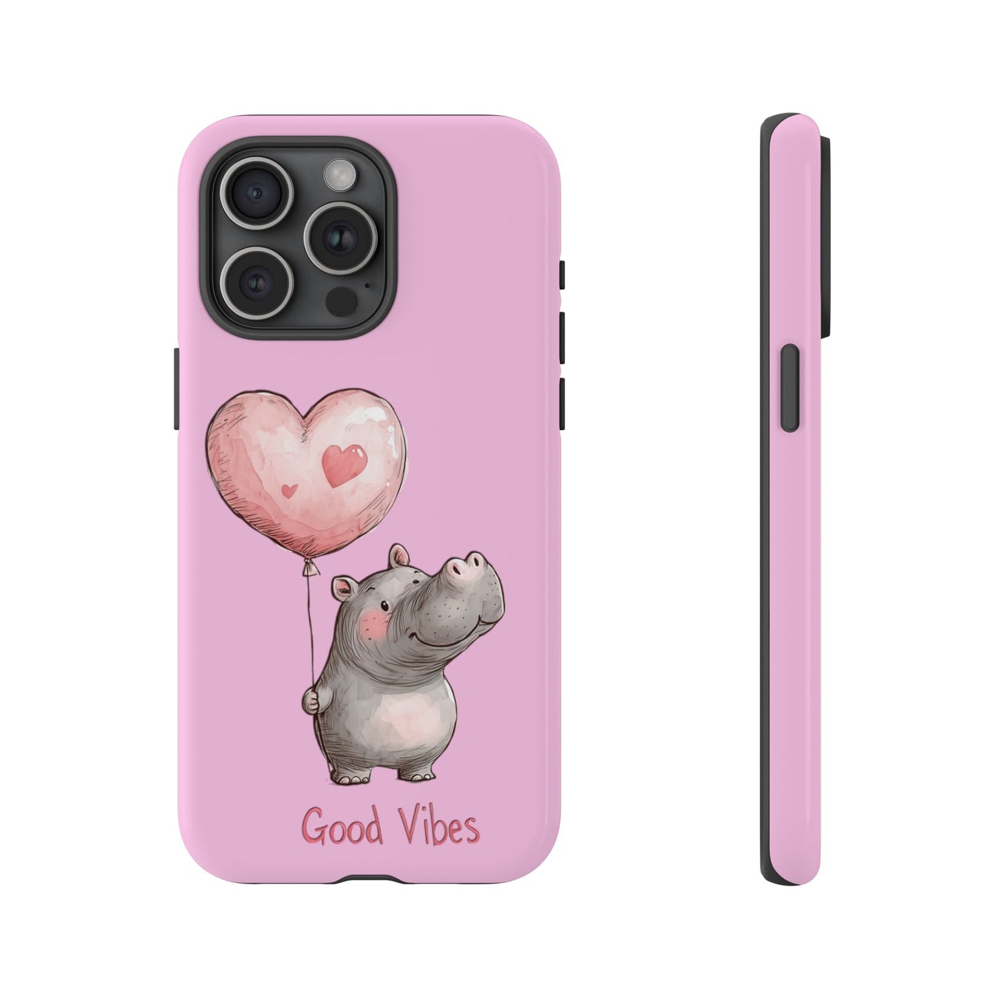 Cute Hippo Phone Case | Good Vibes, Gift for Friends, Cute Phone Accessories, Animal Lover Gift, Happy Phone Cover