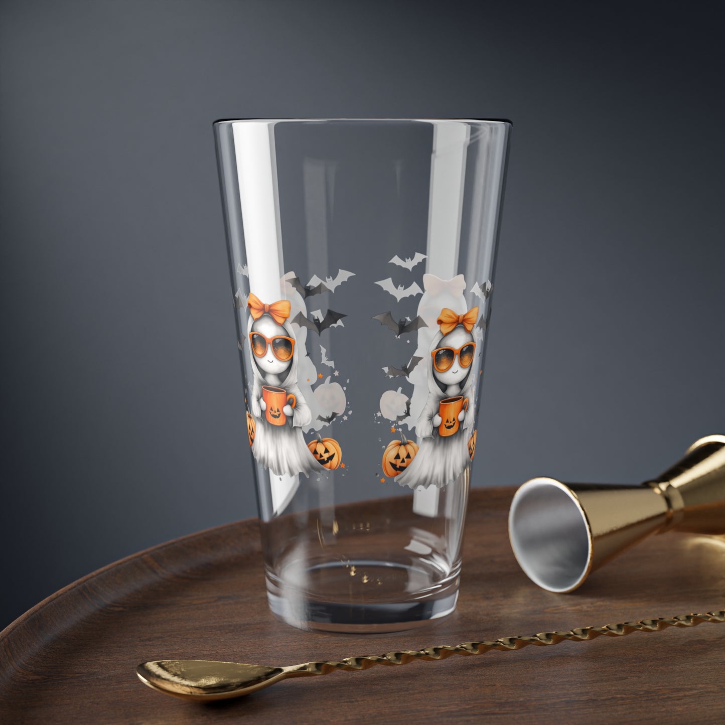 Halloween Mixing Glass, 16oz - Spooky Drinkware, Trick or Treat Glass, Halloween Decor, Fall Party Essentials, Unique Gift Idea