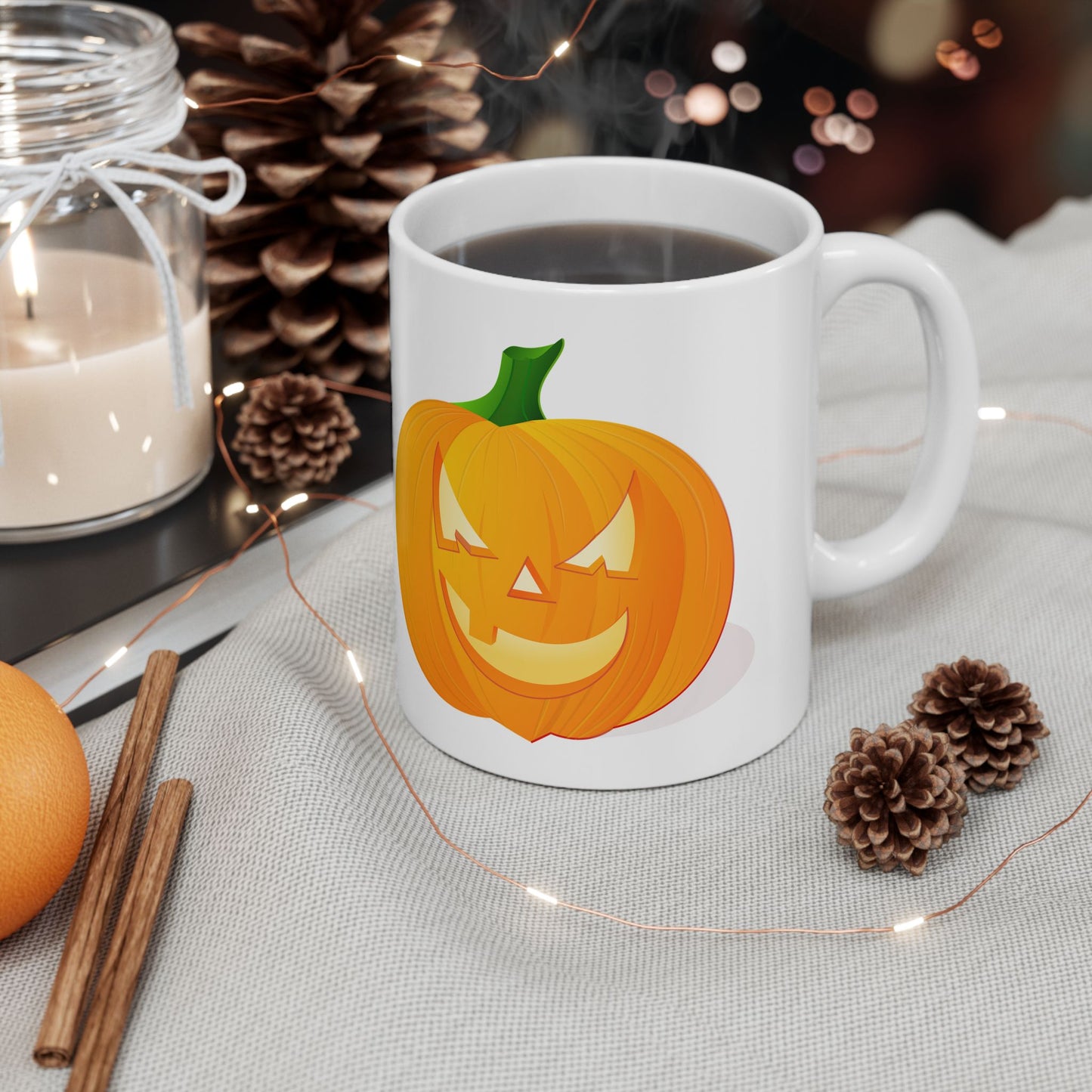 Halloween Pumpkin Mug | 11oz & 15oz Ceramic | Perfect for Fall, Cozy Drinks, Gifting