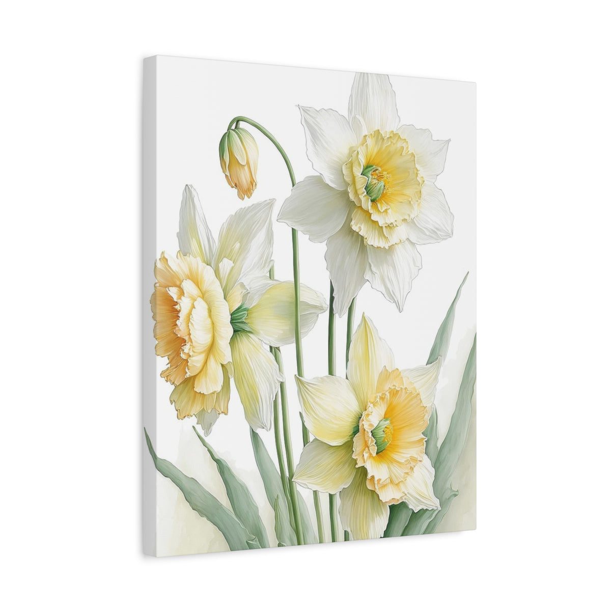 Matte Canvas, Stretched, 1.25" beautiful flowers white and yellow.