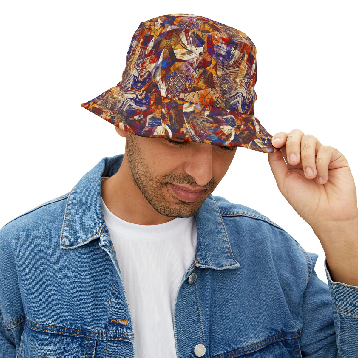 Abstract Swirl Bucket Hat — Colorful Psychedelic All-Over-Print