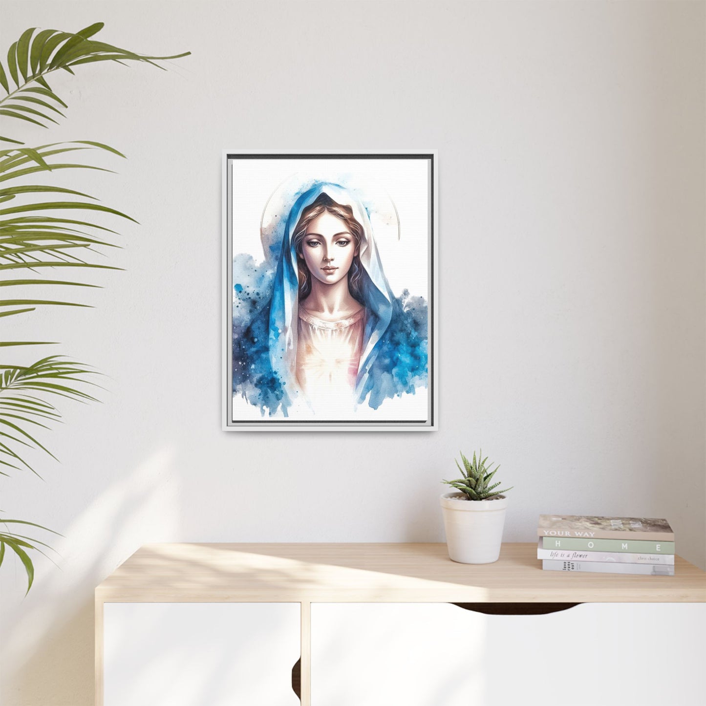 Framed Canvas Art Print, Spiritual Decor, Religious Artwork, Wall Decor, Gift for Faith, Elegant Home Decoration