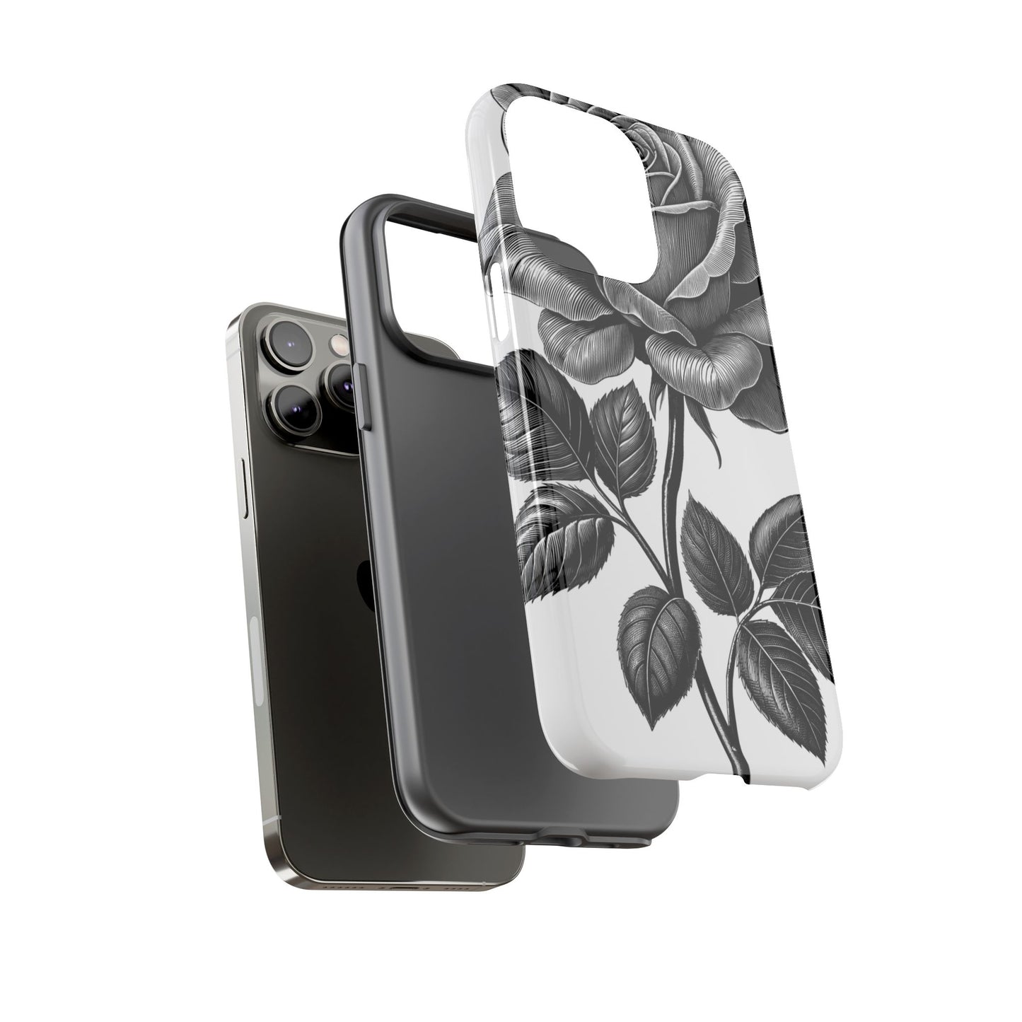 Elegant Floral Phone Case - Tough Cases, Black Rose Design, Floral Phone Cover, Stylish Phone Accessory, Gift for Her, Mother's Day