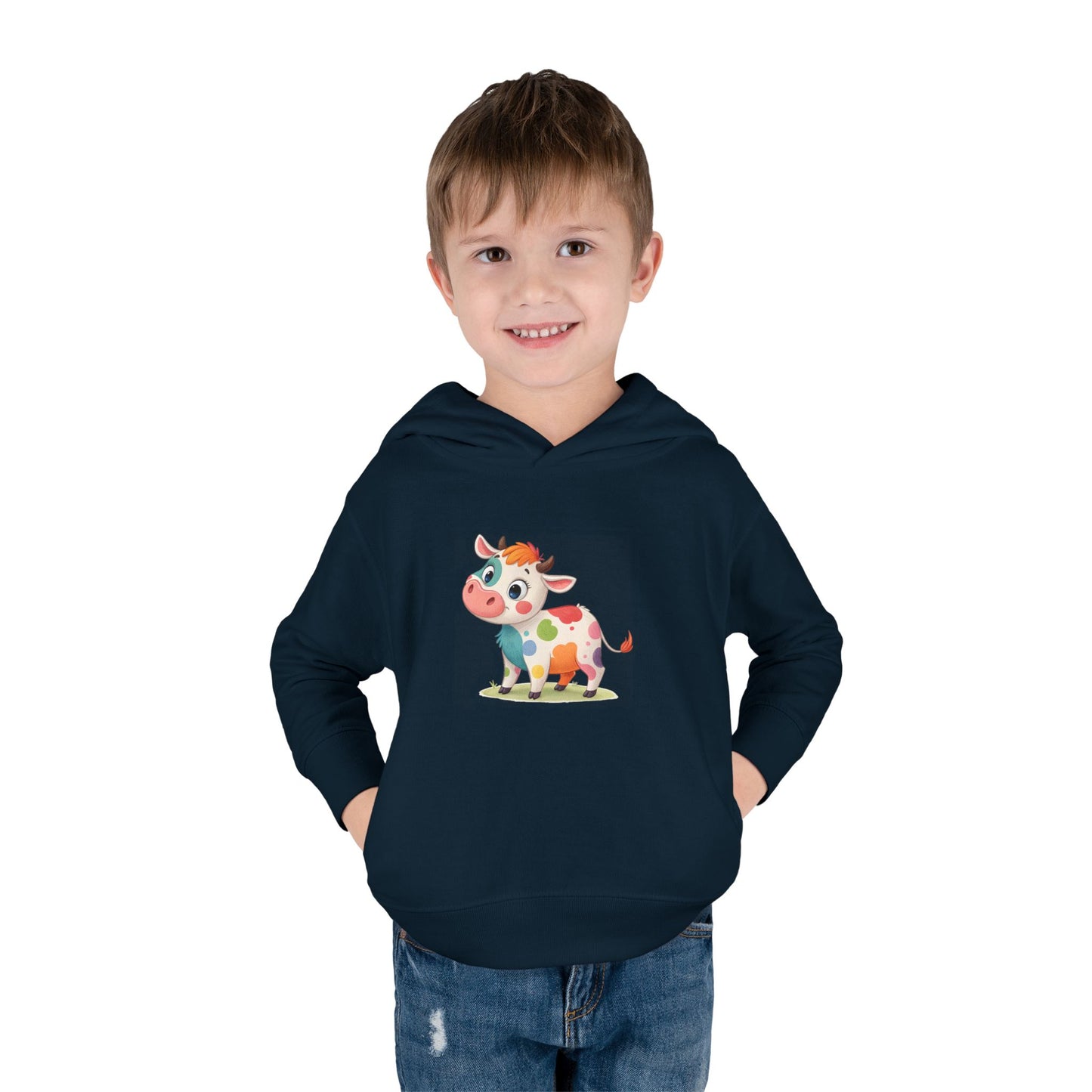Cute Cow Toddler Pullover Fleece Hoodie, Kids' Hoodie, Animal Hoodie, Cozy Kids Apparel, Fun Gifts for Toddlers, Birthday Gift