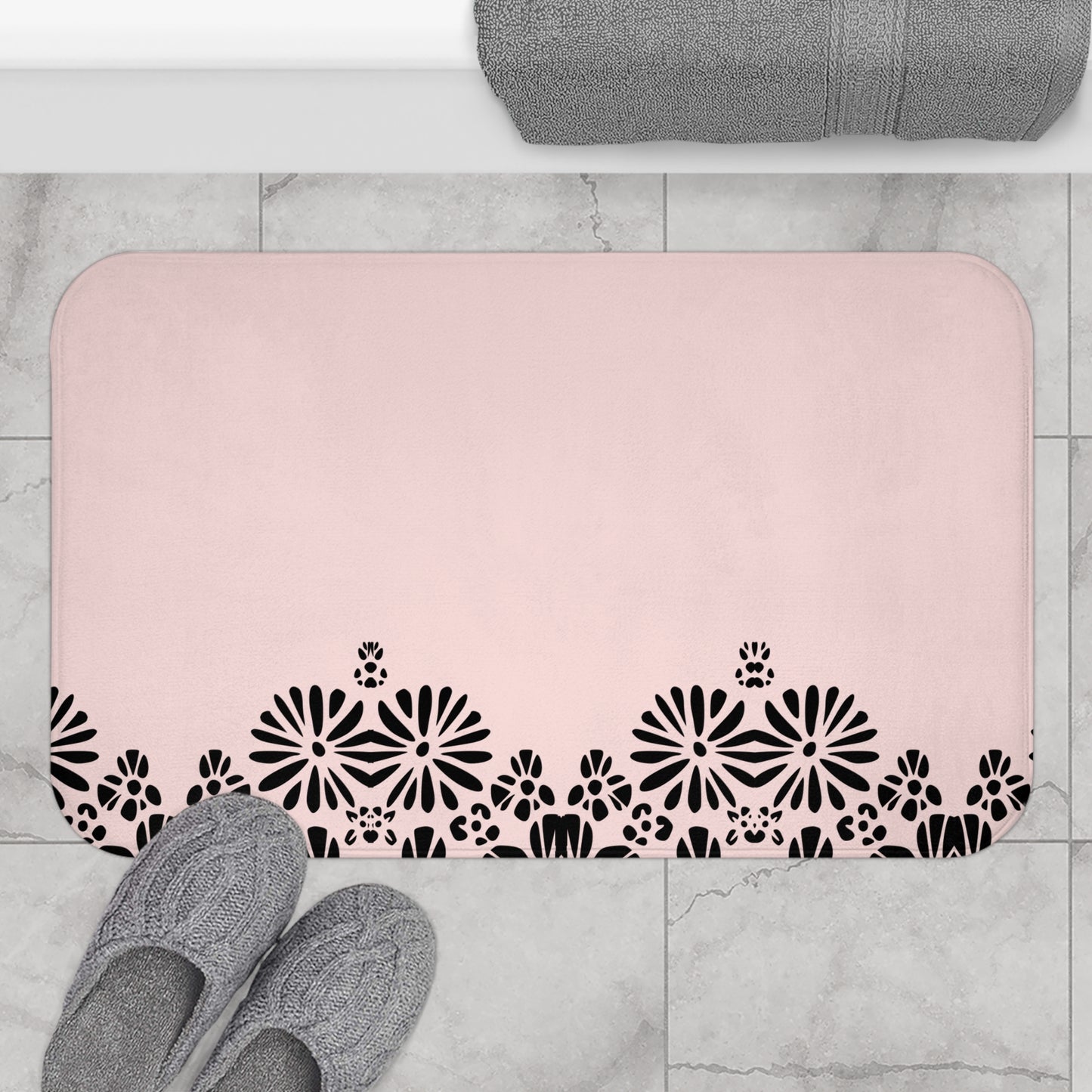 Floral Elegance Bath Mat - Chic Bathroom Decor, Home Spa Essentials, Gift for Her, Modern Design, Cozy Comfort