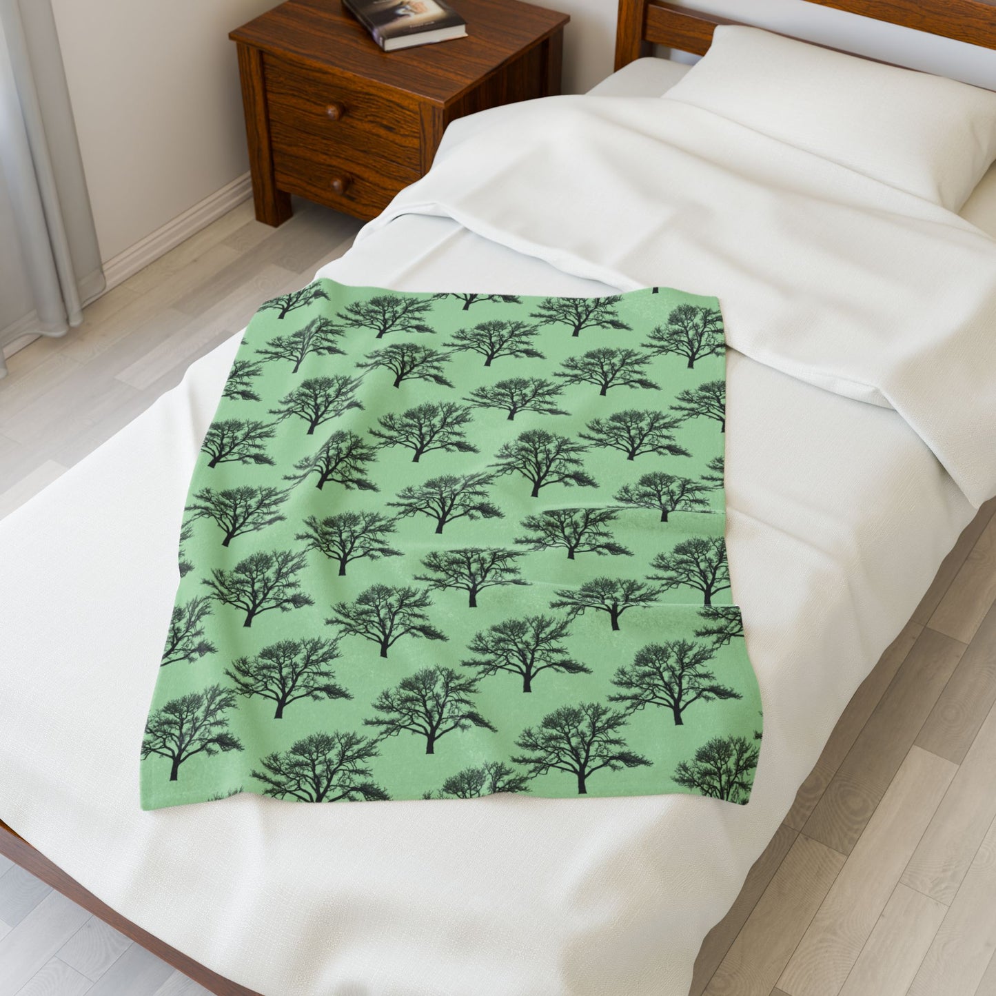 Cozy Tree Pattern Velveteen Plush Blanket, Soft Flannel Throw, Home Decor Gift, Warm Snuggle Blanket, Perfect for Winter