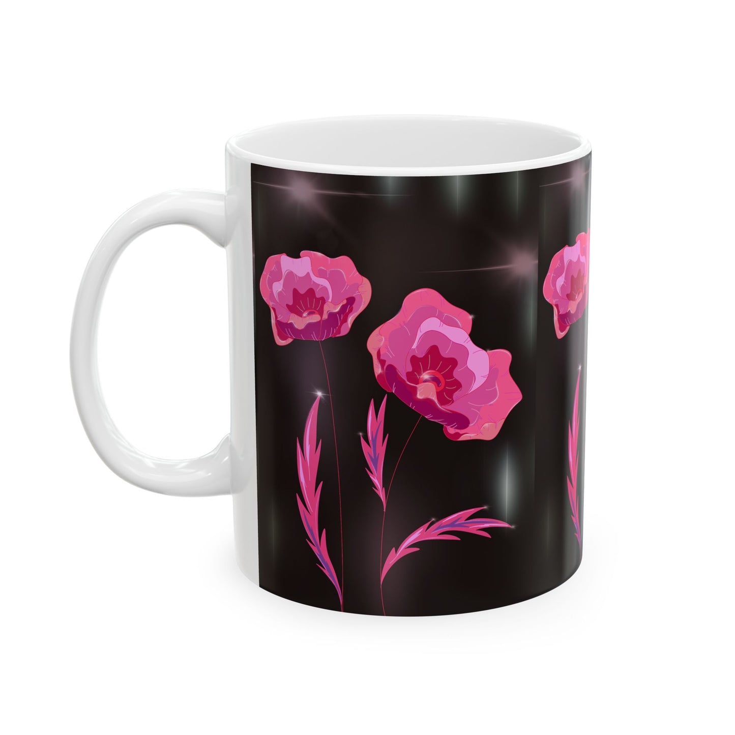 Floral Ceramic Mug with Pink Poppies, Coffee Mug, Gift for Her, Nature Lover's Cup, Home Decor, Tea Lover's Present