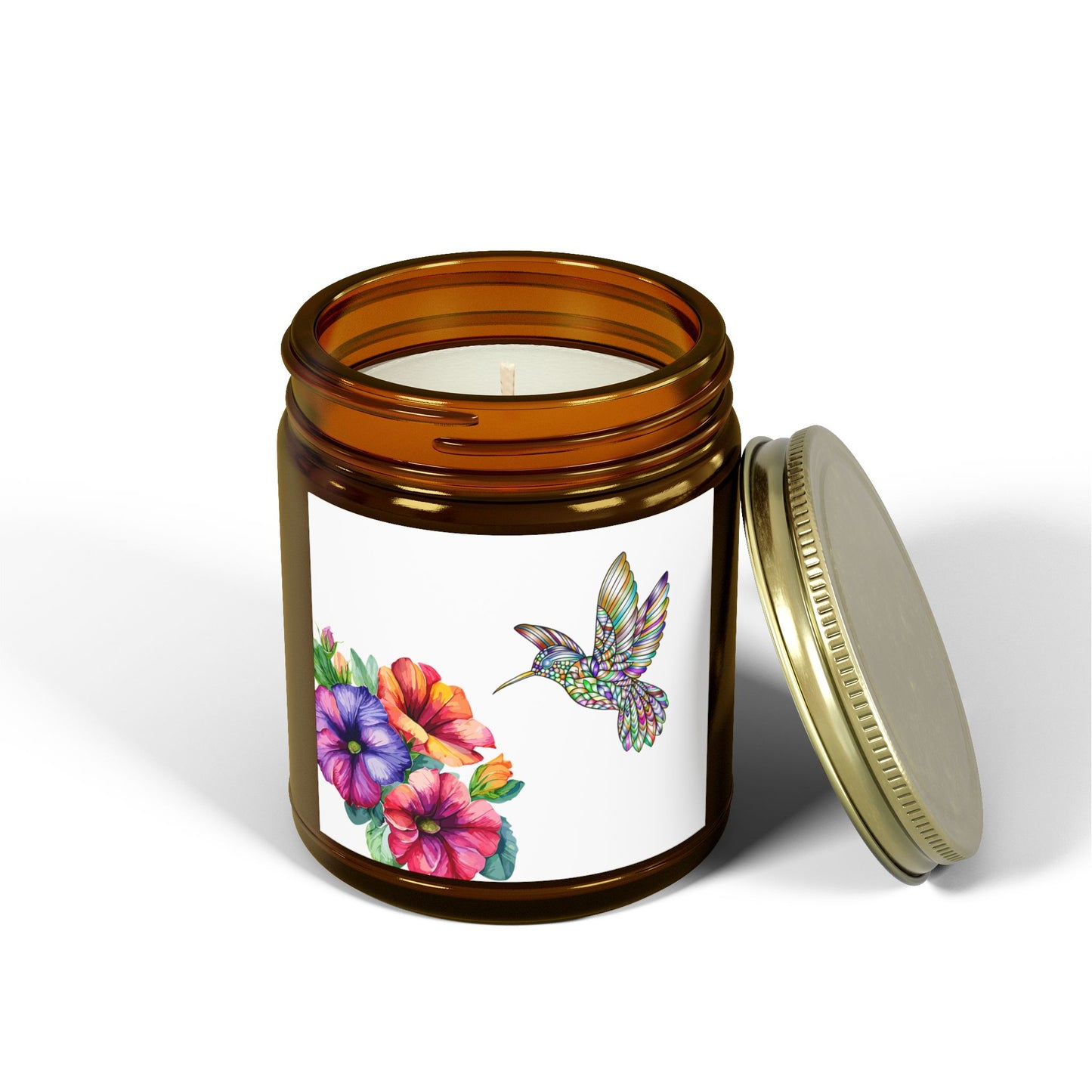 Scented Candles - Tropical Essence, Floral & Hummingbird Design, Relaxation Gift, Home Decor, Aromatherapy