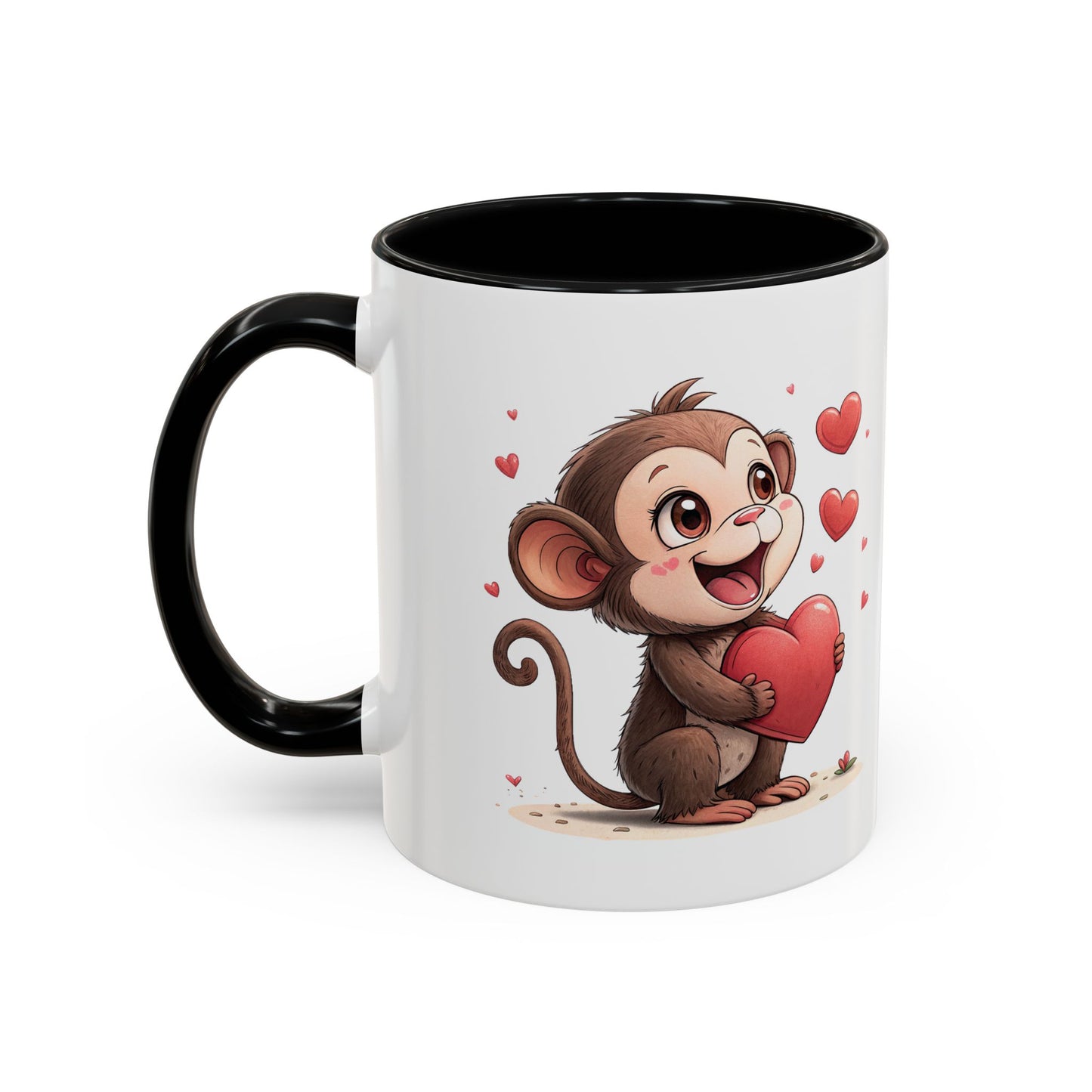 Cute Monkey Love Coffee Mug, Valentine's Gift, Animal Lover's Mug, Heartfelt Coffee Cup, Fun Kitchen Decor