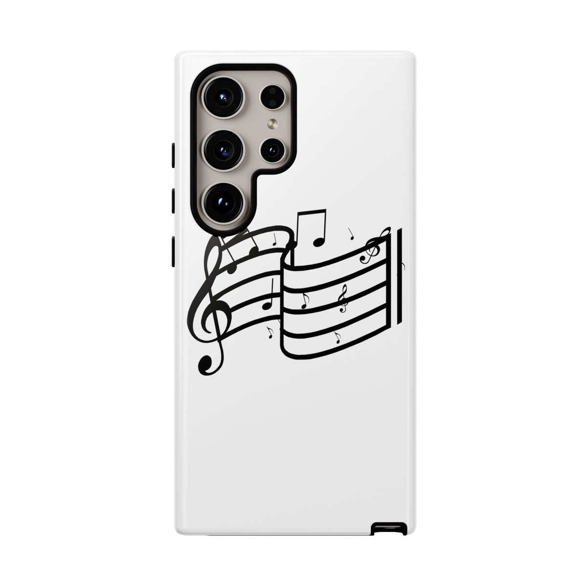 Musical Notes Phone Case — Black Treble Clef Music Staff Tough Case