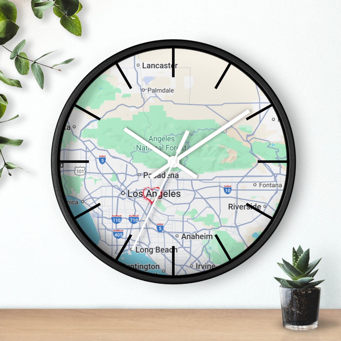 Los Angeles Wall Clock, Unique Home Decor, Custom City Map Clock, Modern Timepiece, Gift for Map Lovers