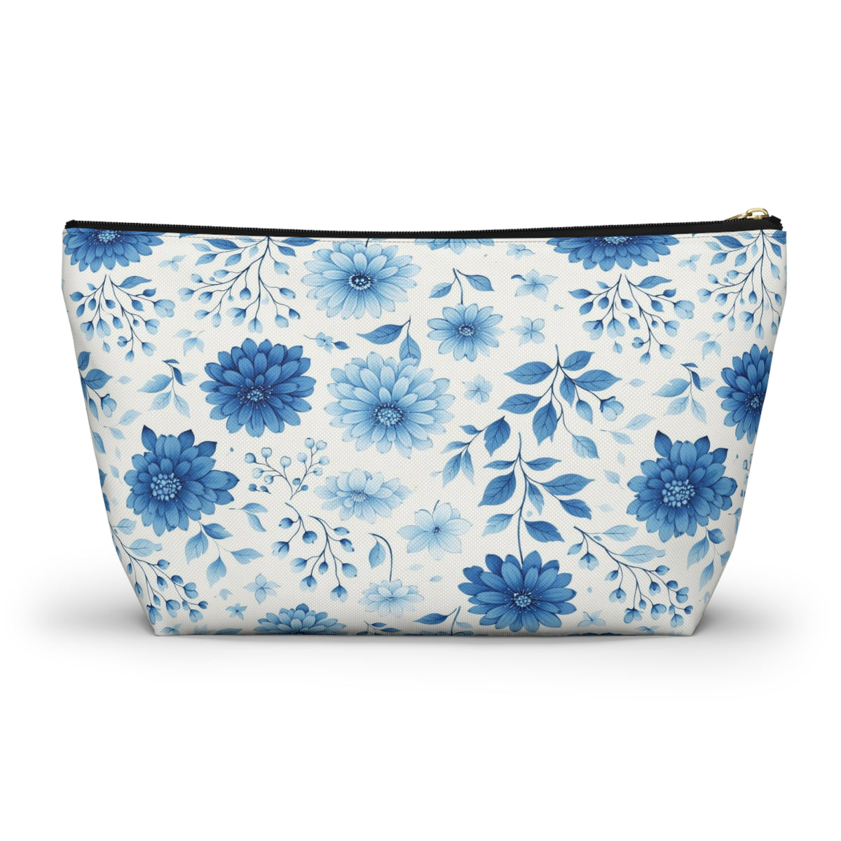 Blue Floral Accessory Pouch — T‑Bottom Makeup & Travel Bag