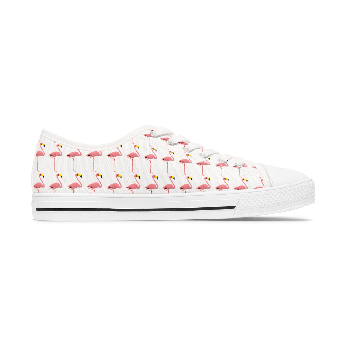 Low Top Sneakers — Pink Flamingo Pattern Casual Canvas Shoes